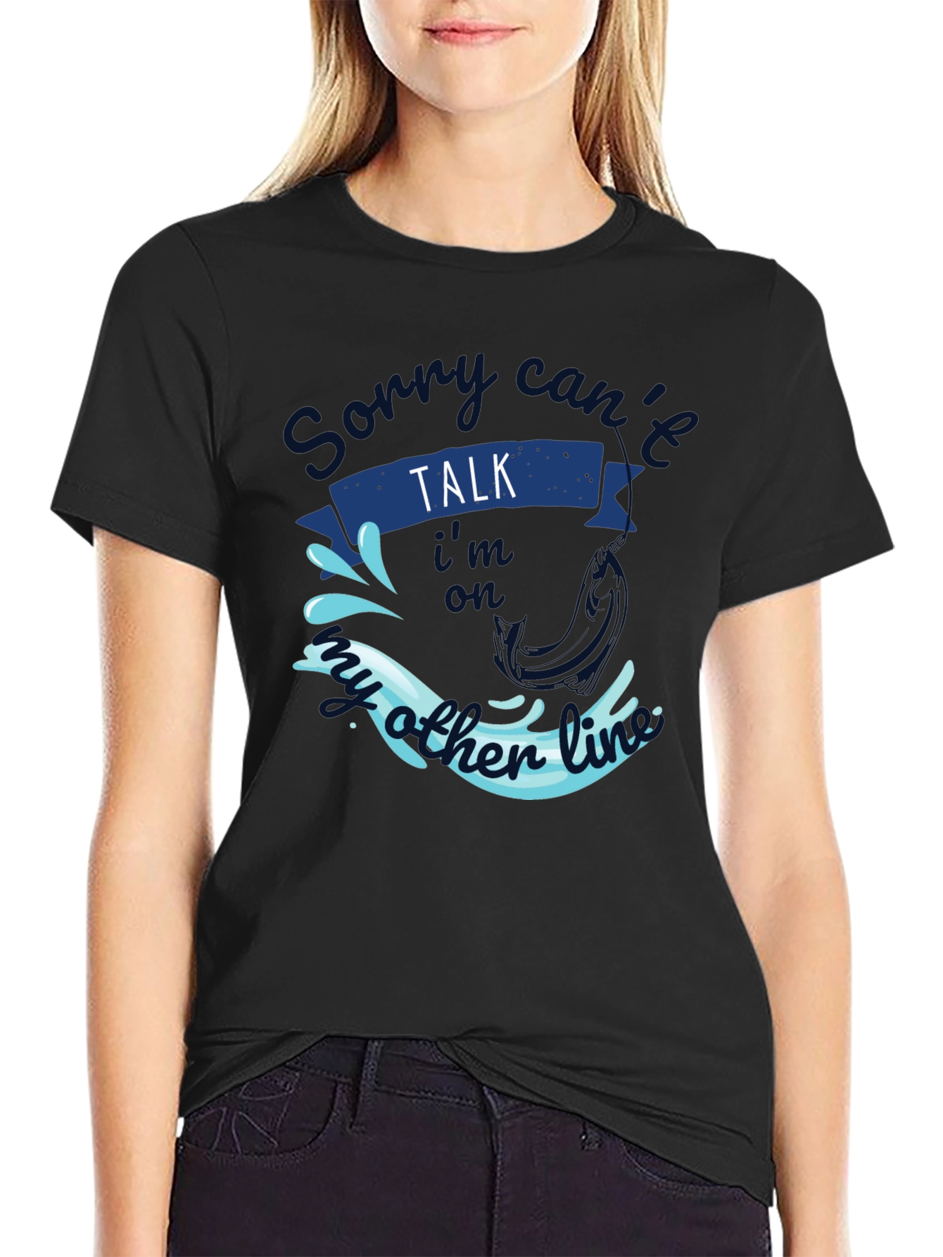Sorry Cant Talk Fishing T-Shirt Angler Gift