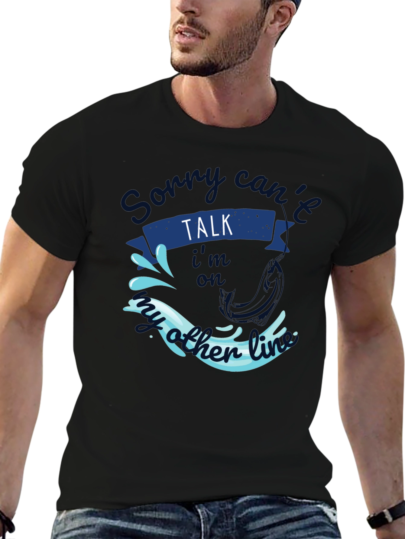 Sorry Cant Talk Fishing T-Shirt Angler Gift