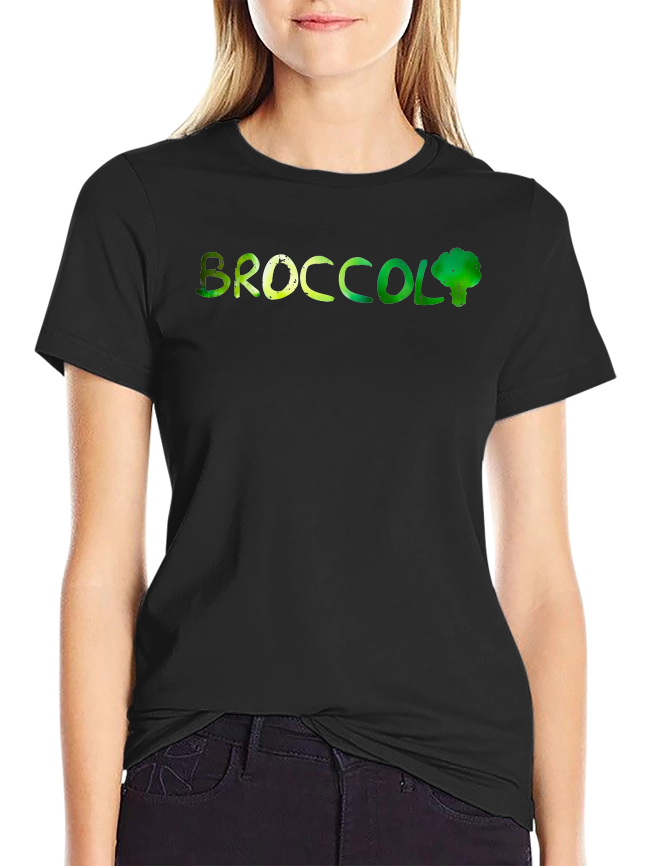 Broccoli Graphic Print Mens Black T-Shirt