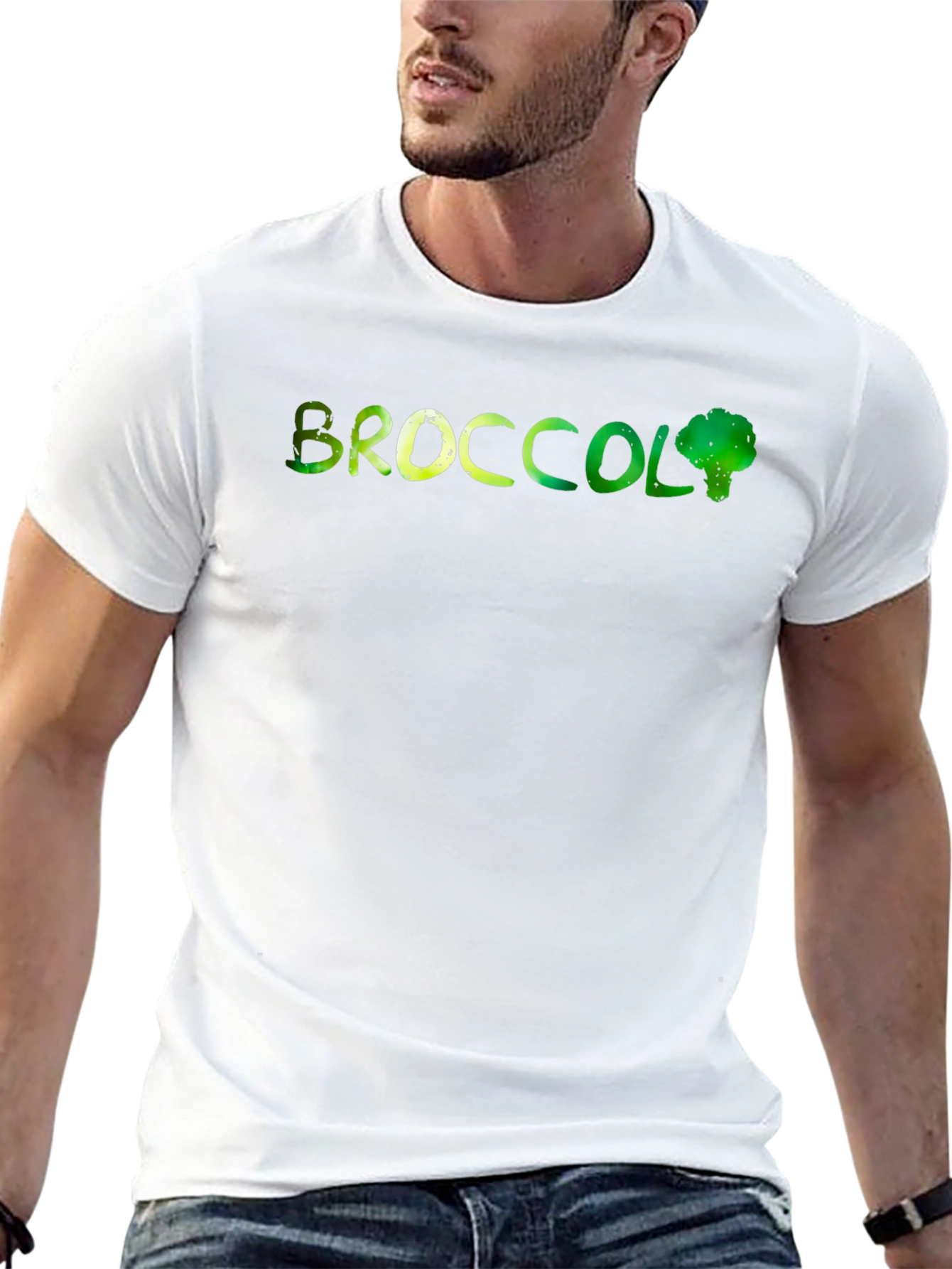 Broccoli Graphic Print Mens Black T-Shirt