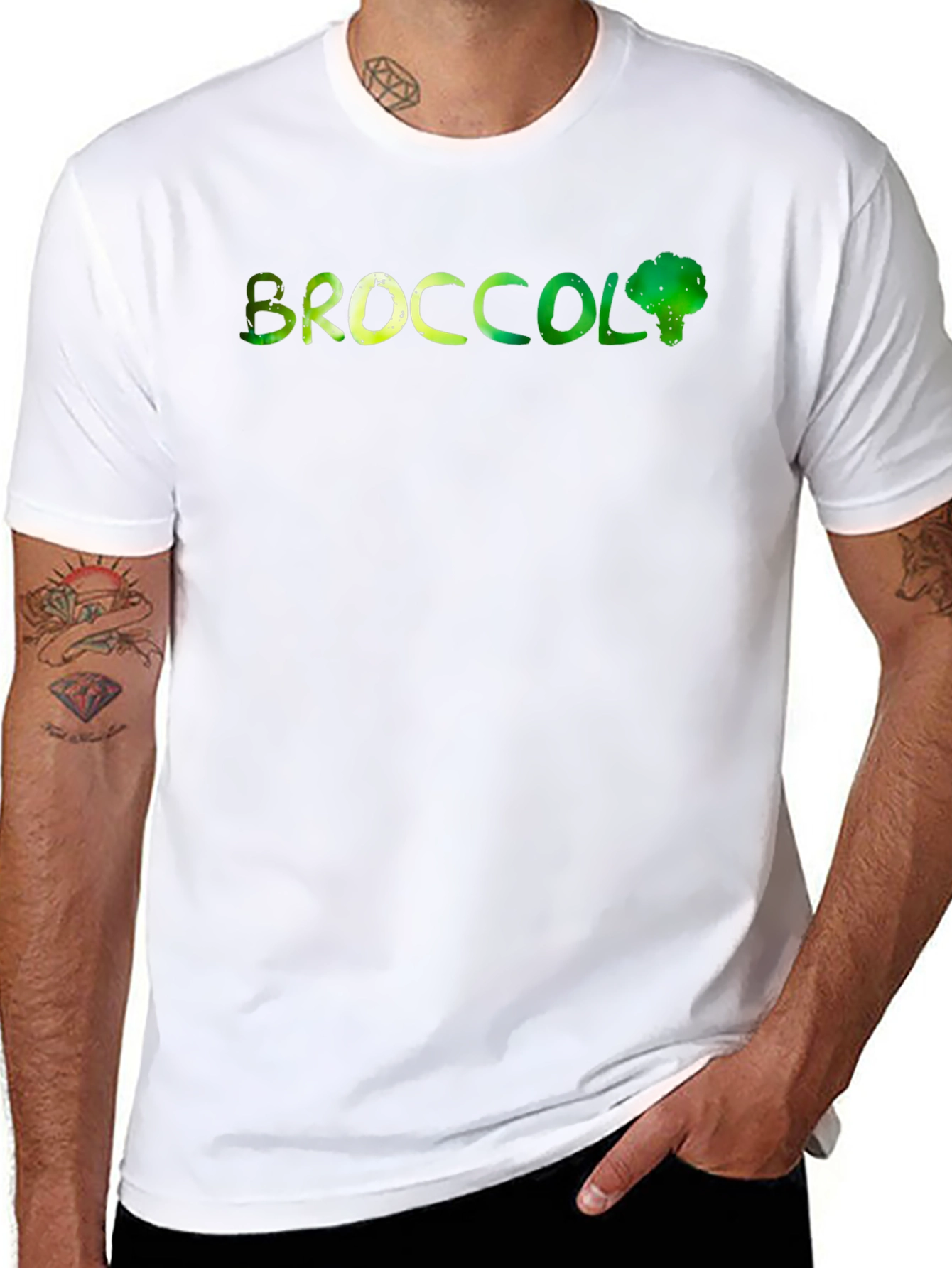 Broccoli Graphic Print Mens Black T-Shirt