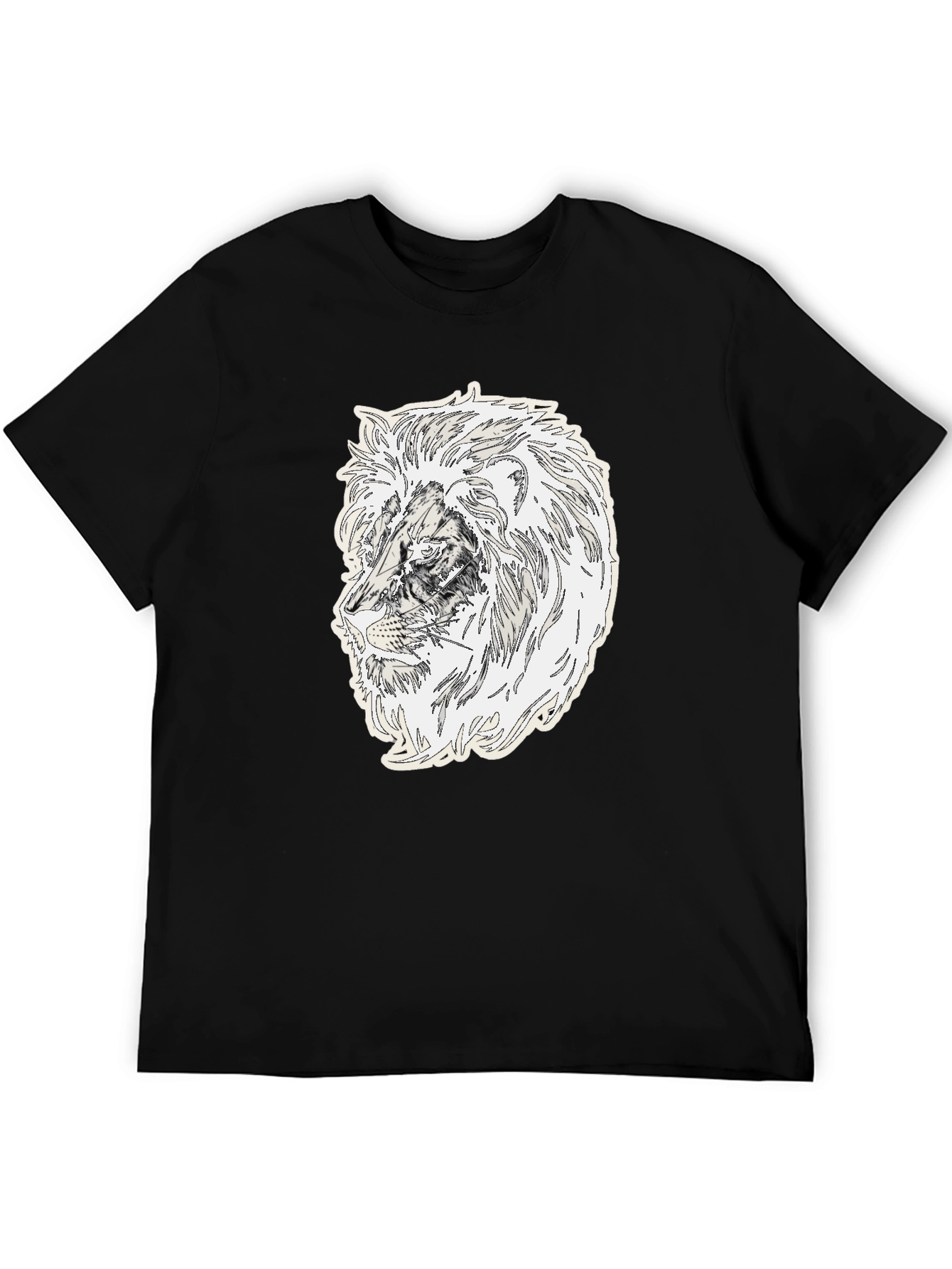 Lion Graphic Black Crew Neck T-Shirt