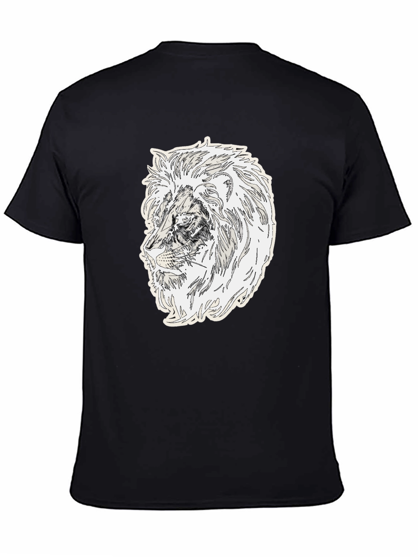 Lion Graphic Black Crew Neck T-Shirt