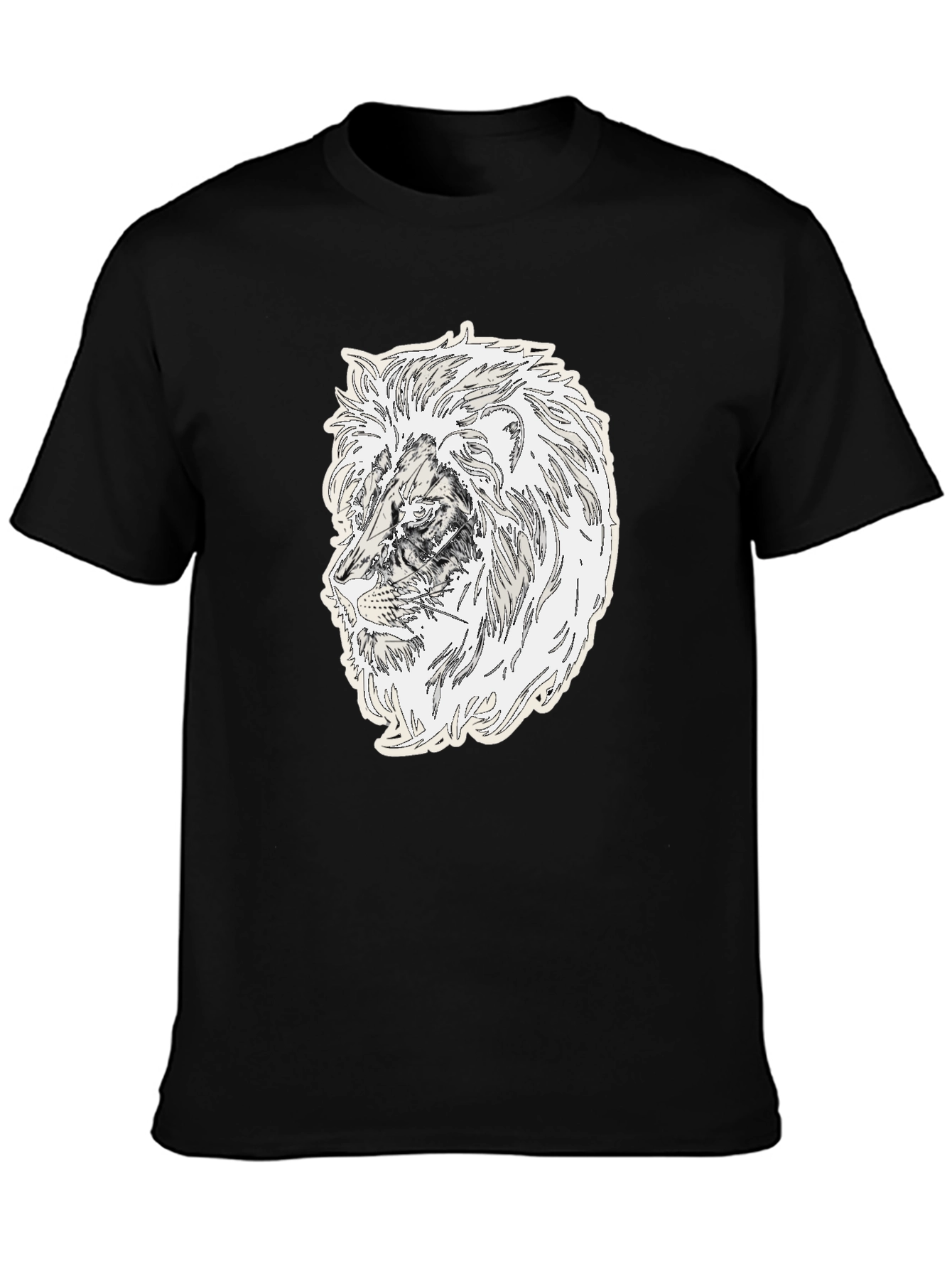 Lion Graphic Black Crew Neck T-Shirt