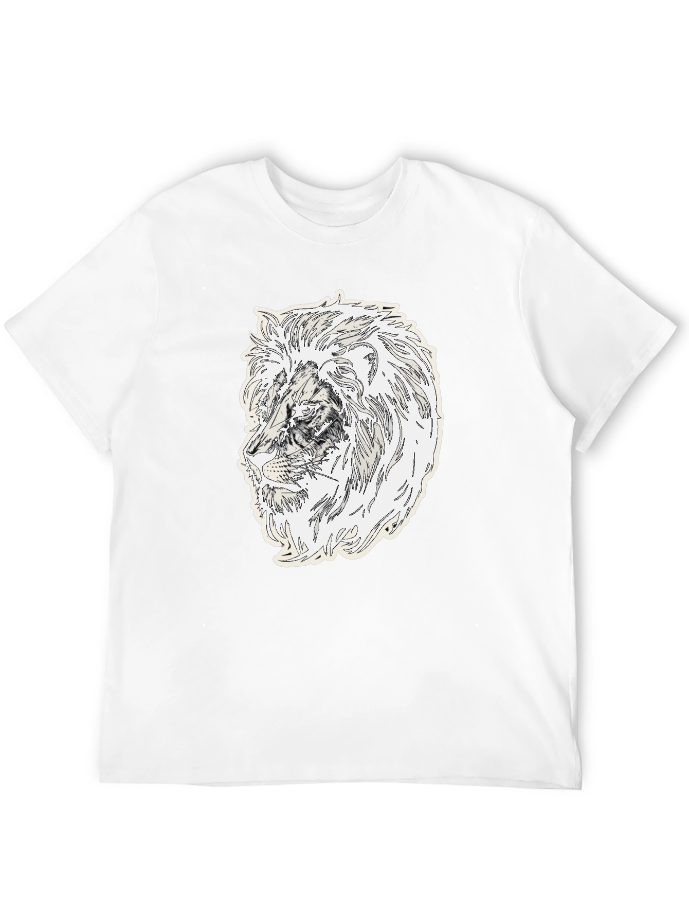 Lion Graphic Black Crew Neck T-Shirt
