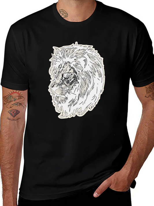 Lion Graphic Black Crew Neck T-Shirt