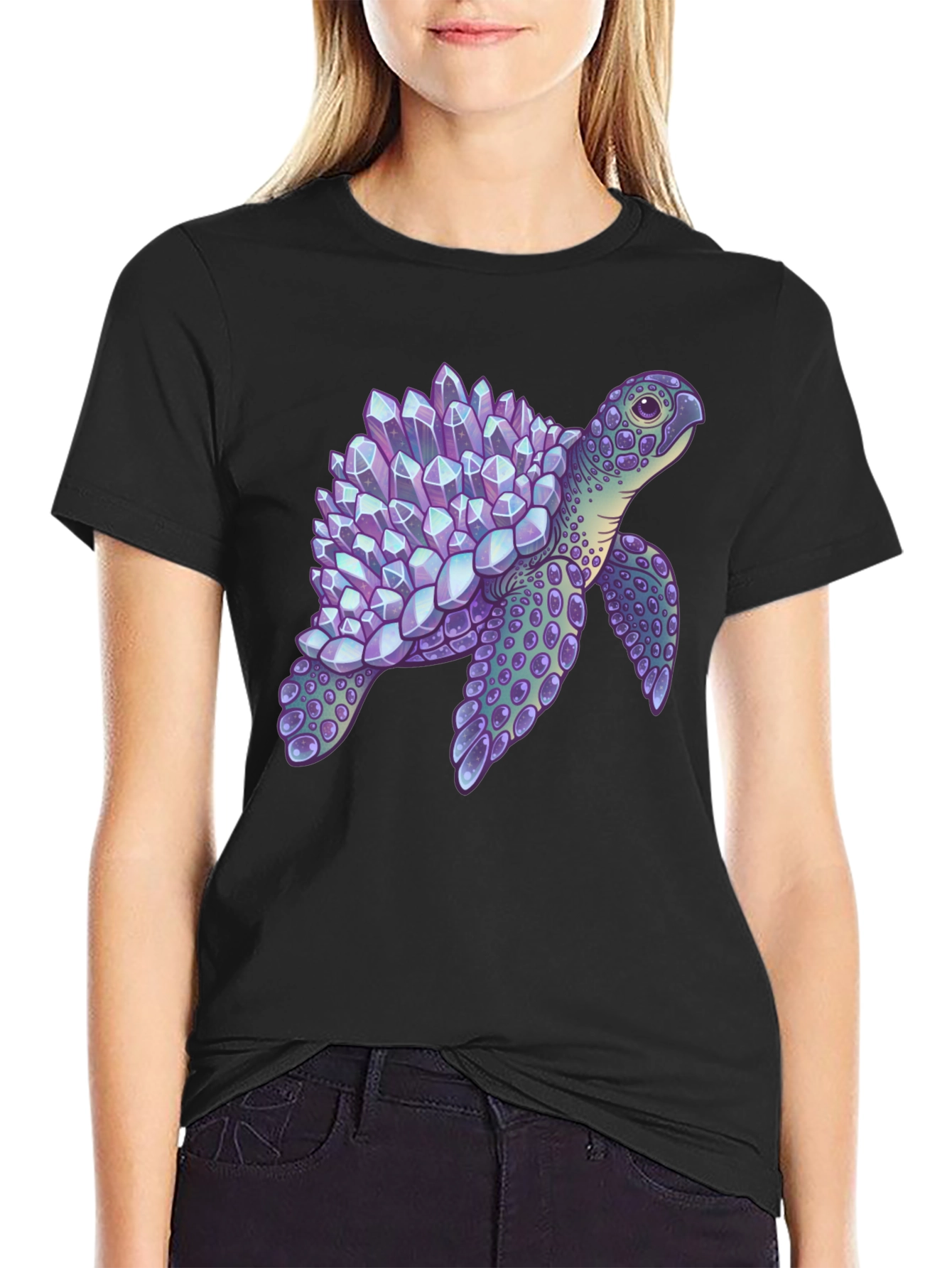 Crystal Turtle Graphic T-Shirt - Unique Design