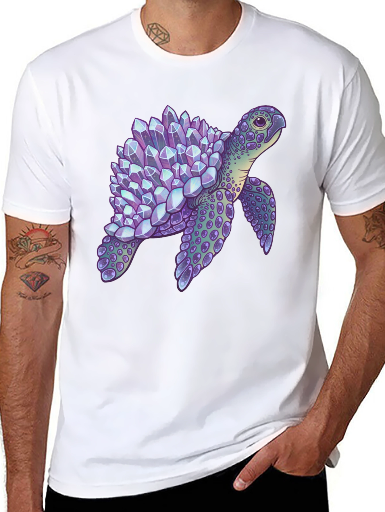 Crystal Turtle Graphic T-Shirt - Unique Design