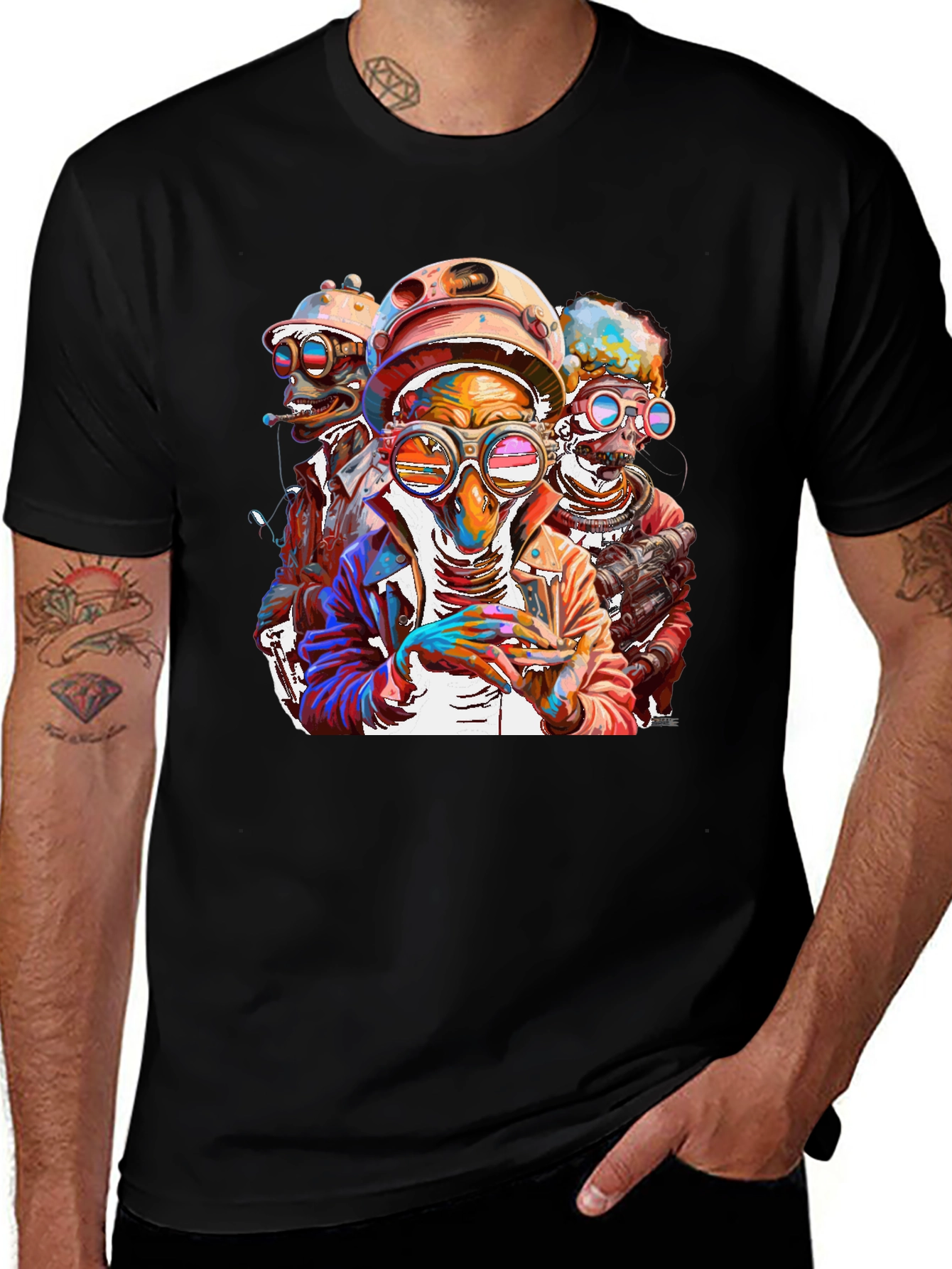 Steampunk Crew Graphic Tee - Bold & Unique Design
