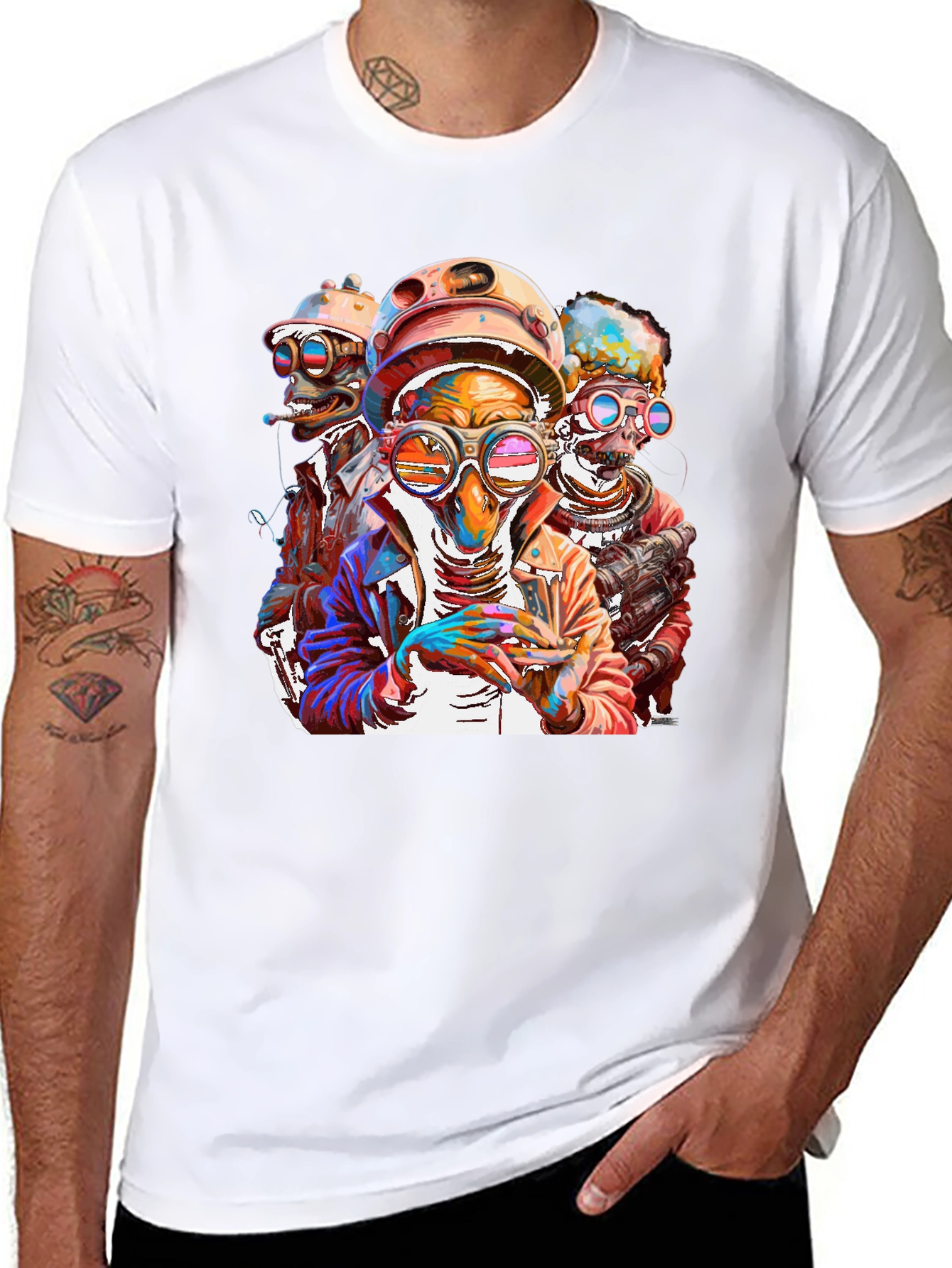 Steampunk Crew Graphic Tee - Bold & Unique Design