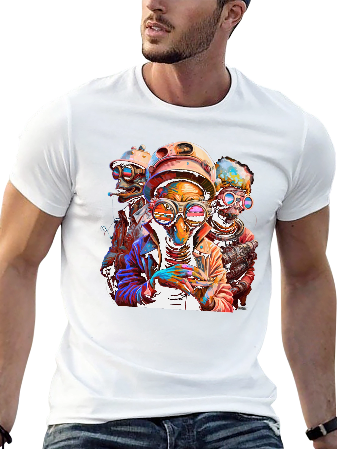 Steampunk Crew Graphic Tee - Bold & Unique Design