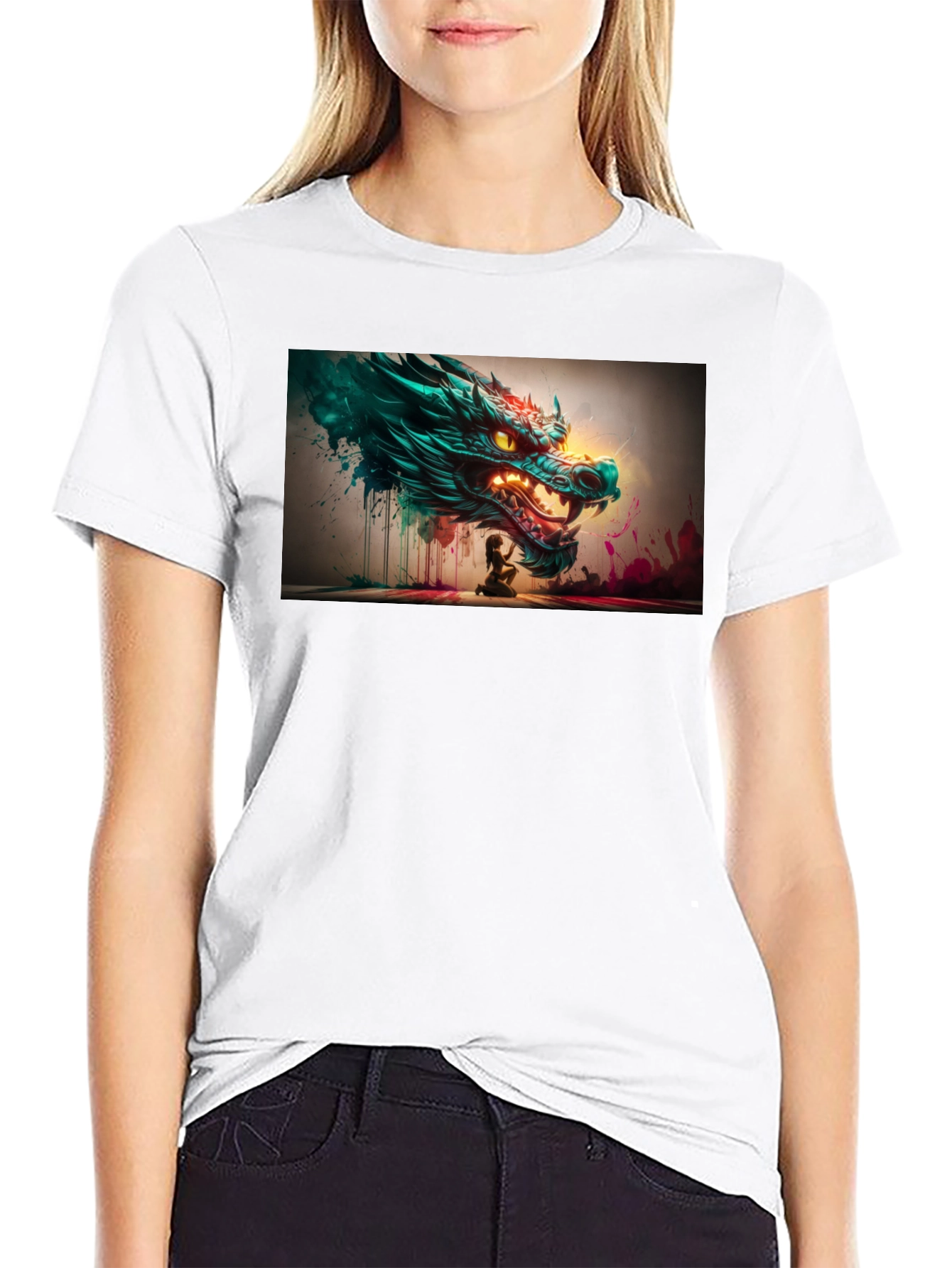 Dragon Graphic Print Black Tee