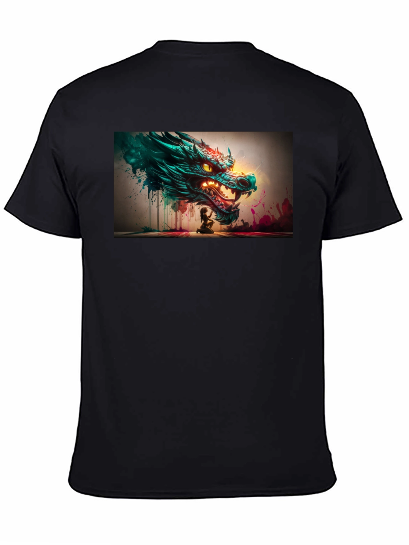 Dragon Graphic Print Black Tee