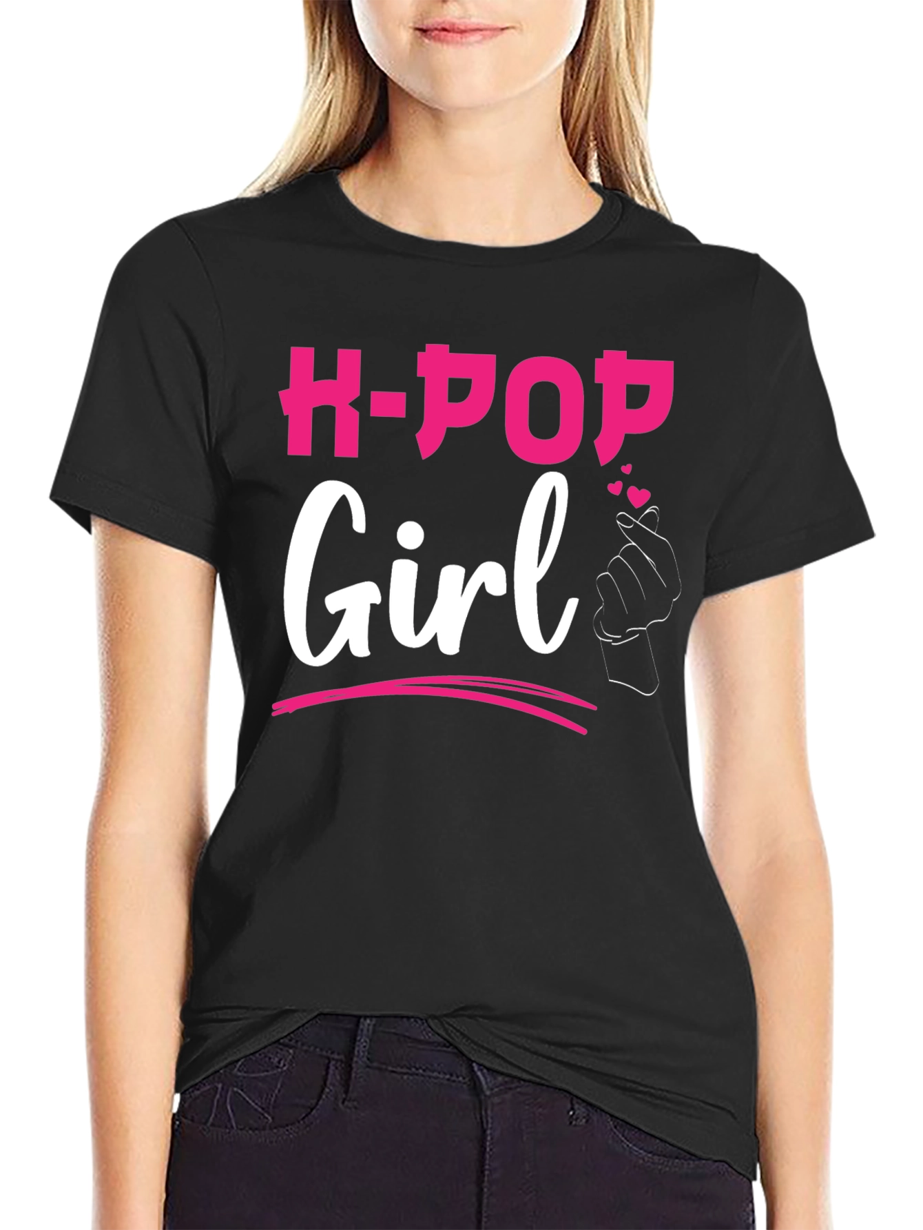 K-Pop Girl Black Graphic Tee