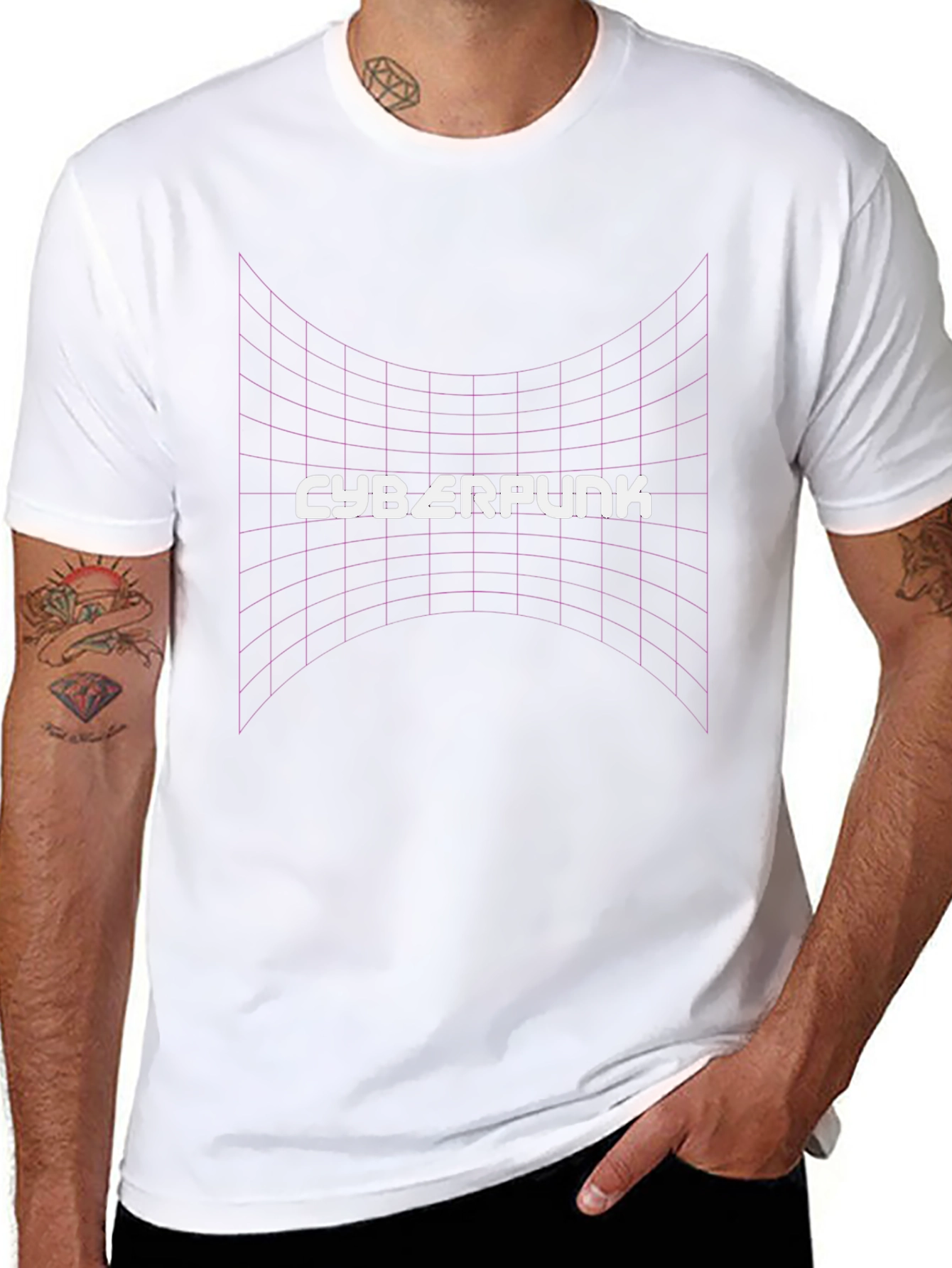 Cyberpunk Grid T-Shirt - Retro Style