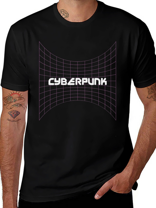 Cyberpunk Grid T-Shirt - Retro Style