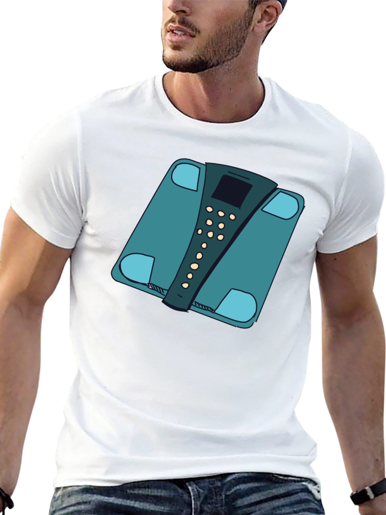 Funny Weight Scale Graphic Tee - Black Casual T-Shirt