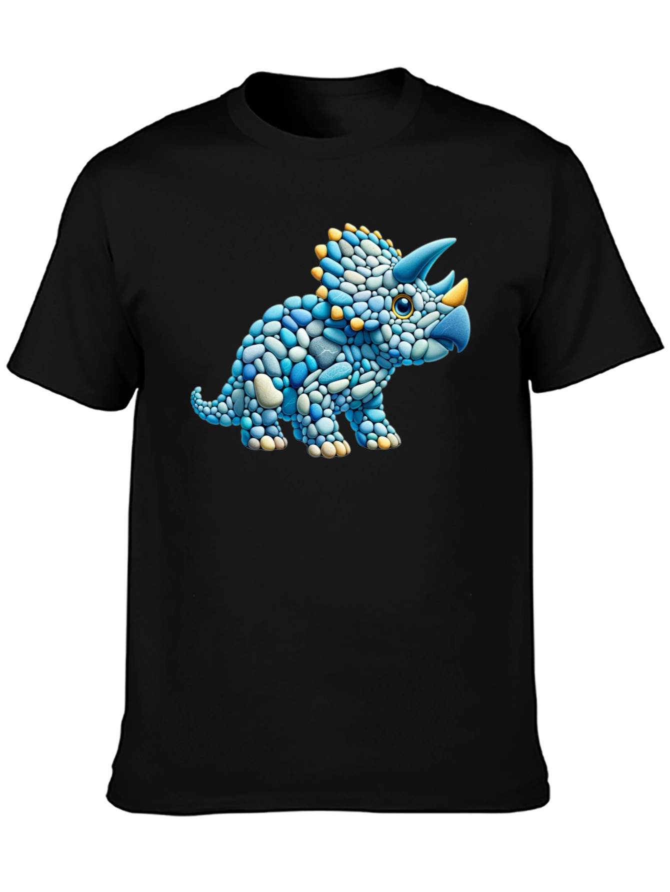 Dino Stone Art Graphic Tee - Black