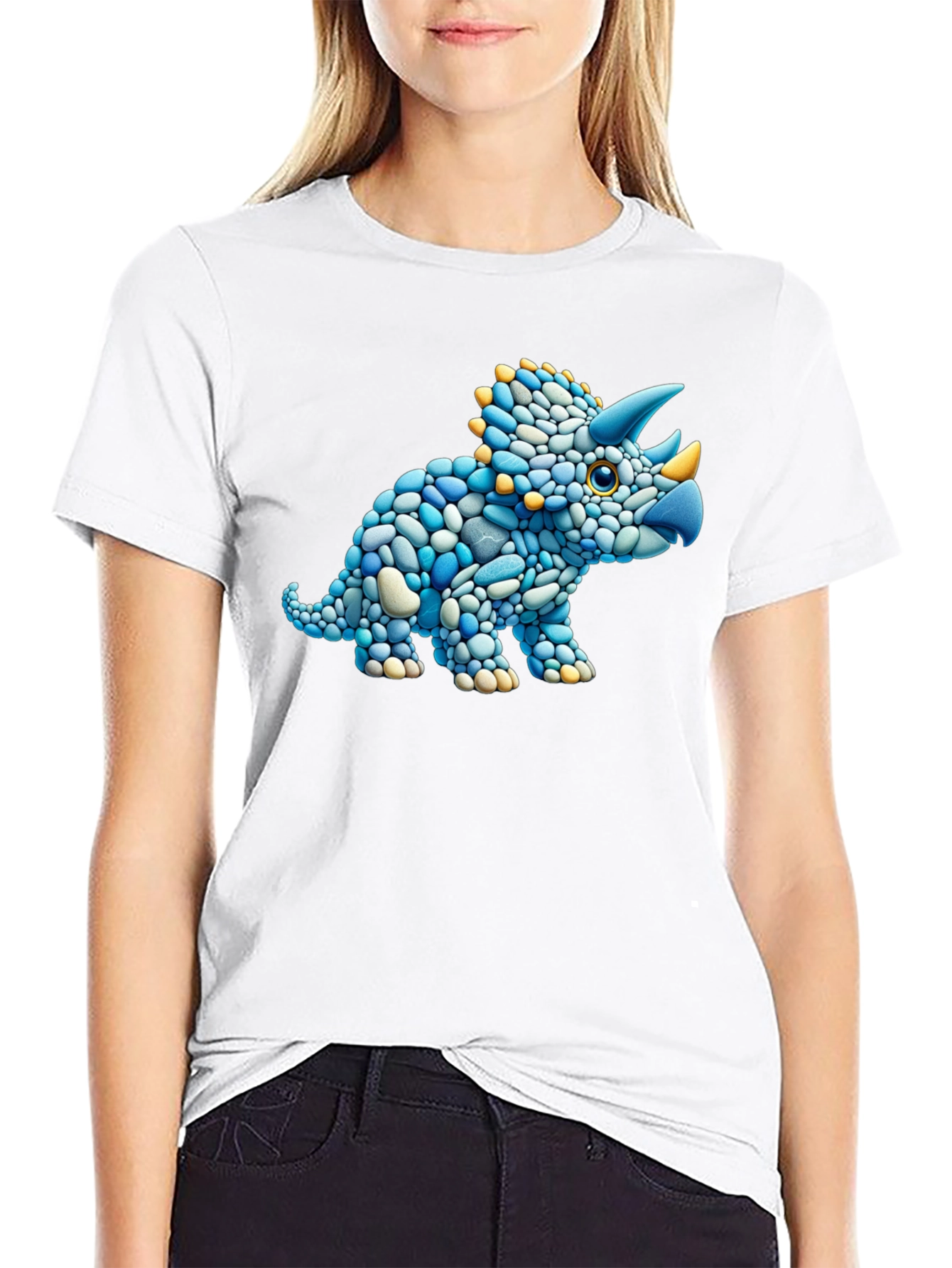 Dino Stone Art Graphic Tee - Black