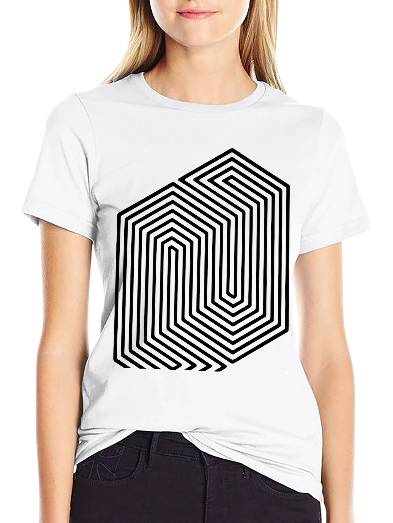 Geometric Illusion Black T-Shirt - Modern Graphic Tee