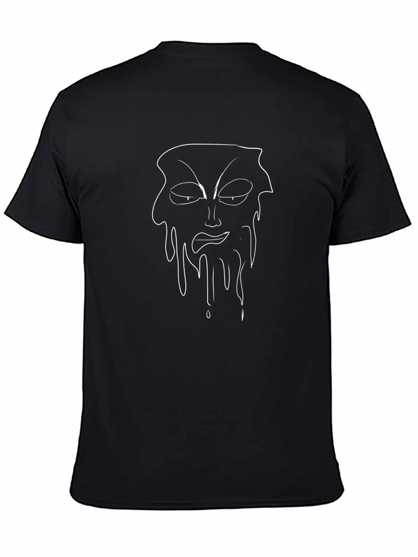 Abstract Drip Face Graphic Black T-Shirt