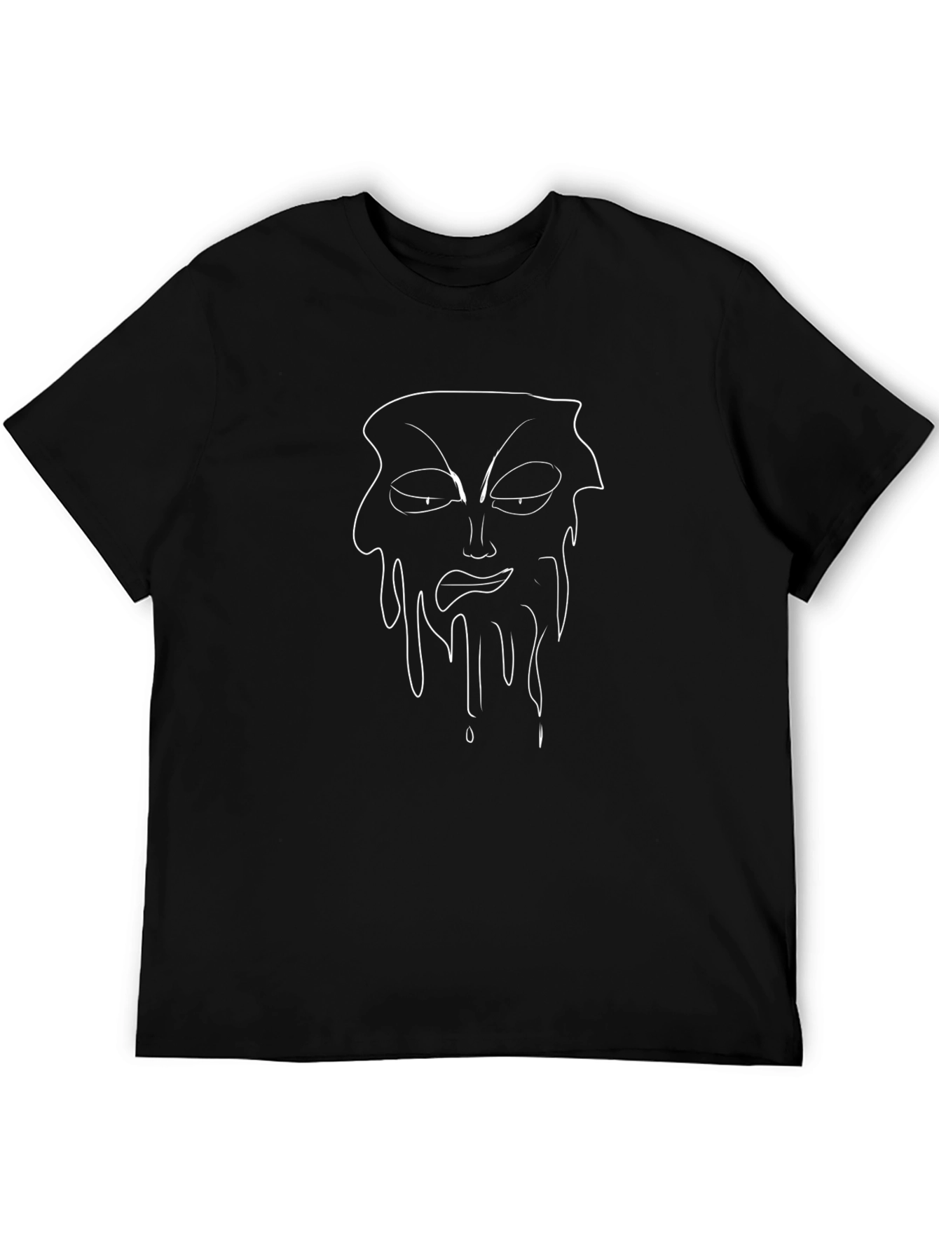 Abstract Drip Face Graphic Black T-Shirt