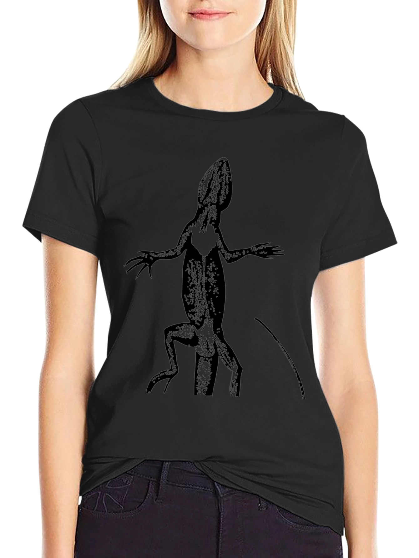 Lizard Print Mens Black T-Shirt