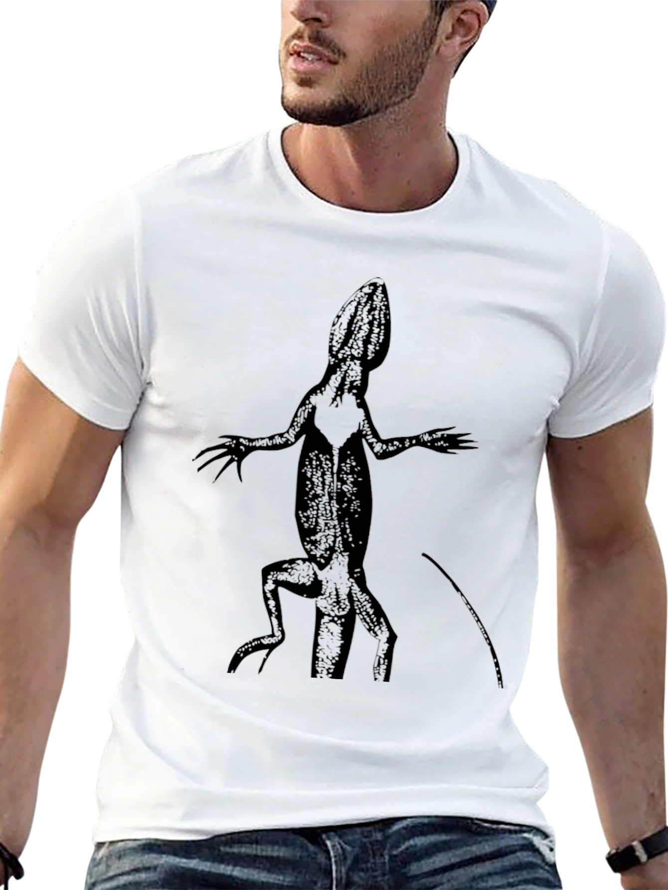 Lizard Print Mens Black T-Shirt