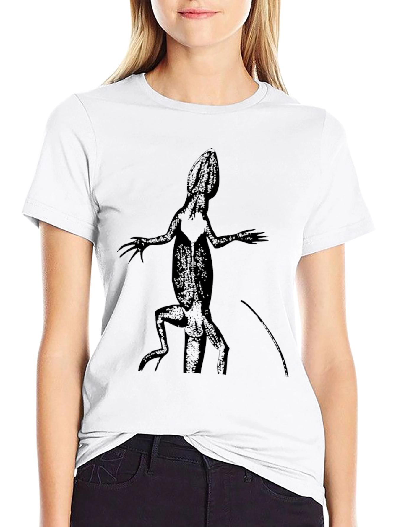Lizard Print Mens Black T-Shirt