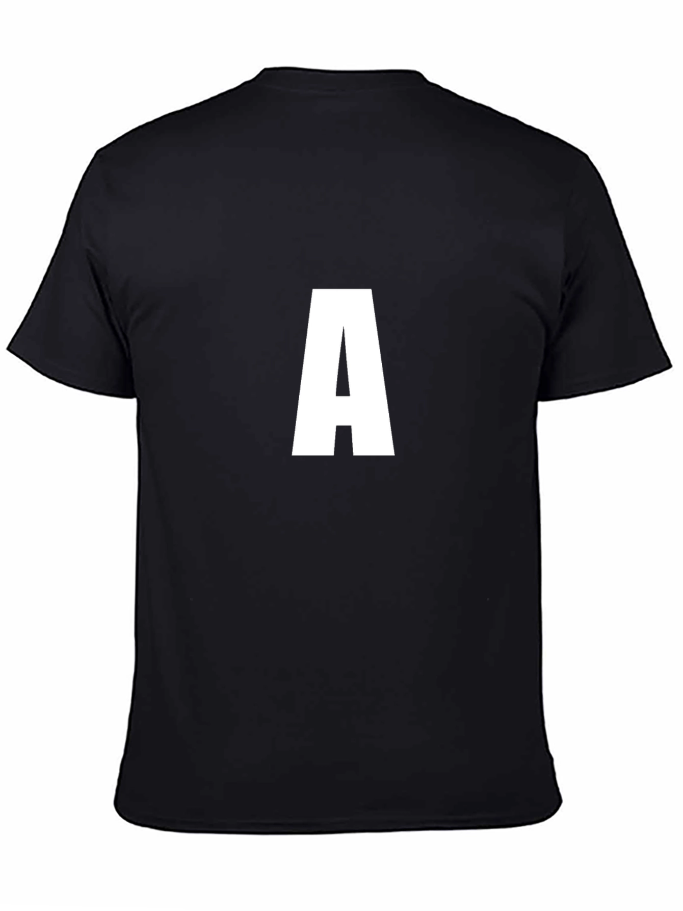 Mens Black T-shirt with Bold White A Print