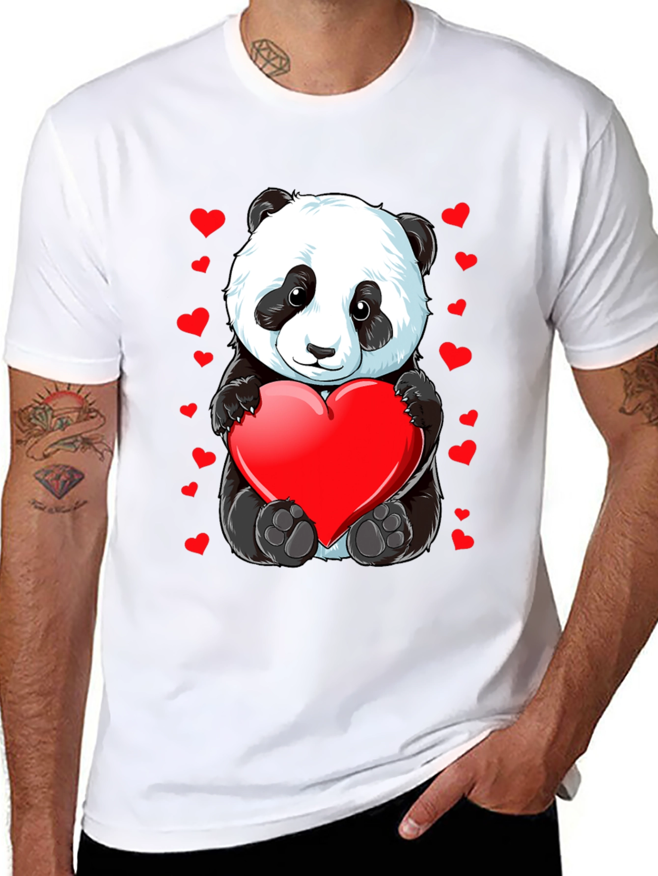 Cute Panda with Heart T-Shirt - Valentines Day Gift