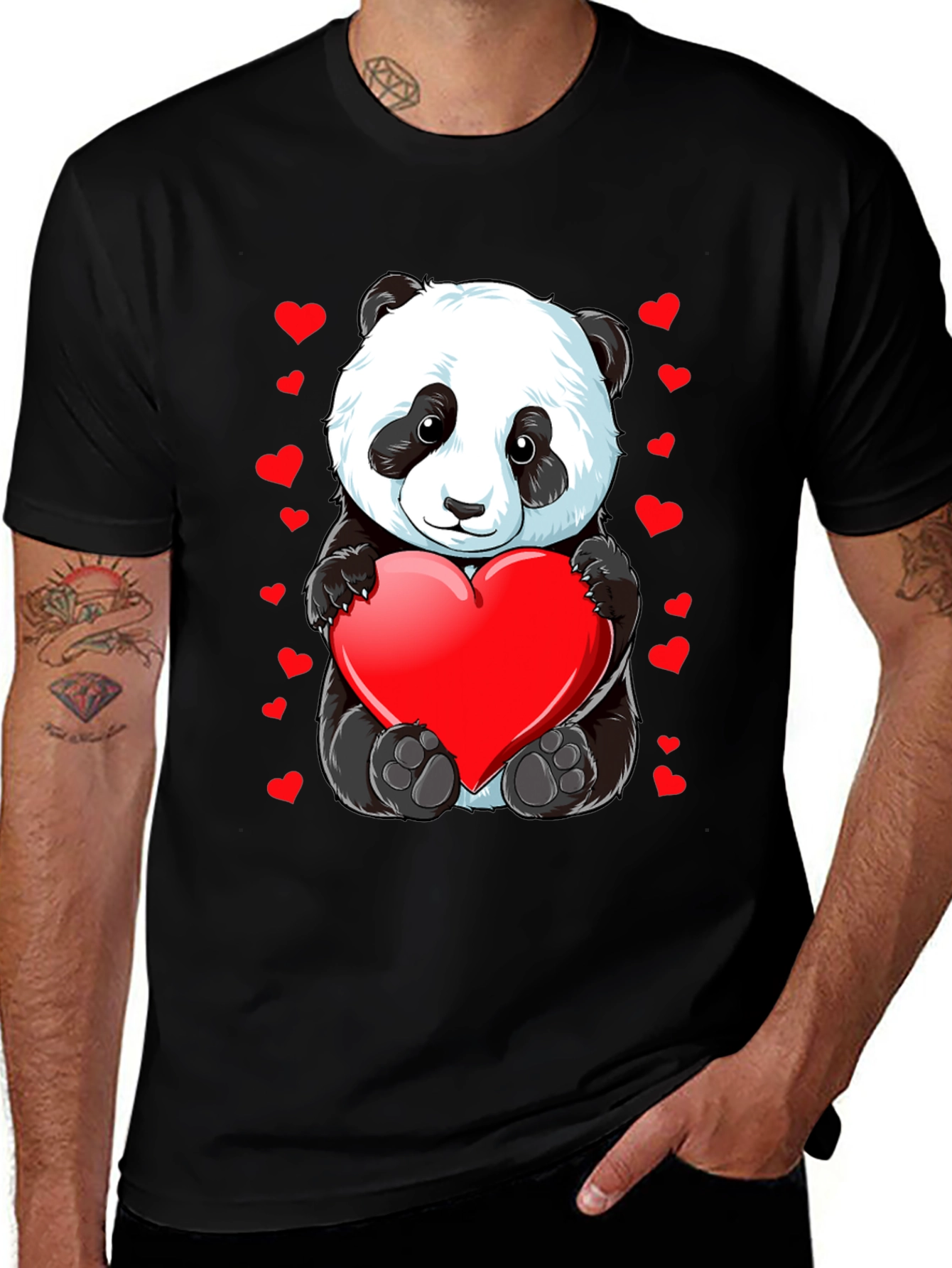 Cute Panda with Heart T-Shirt - Valentines Day Gift