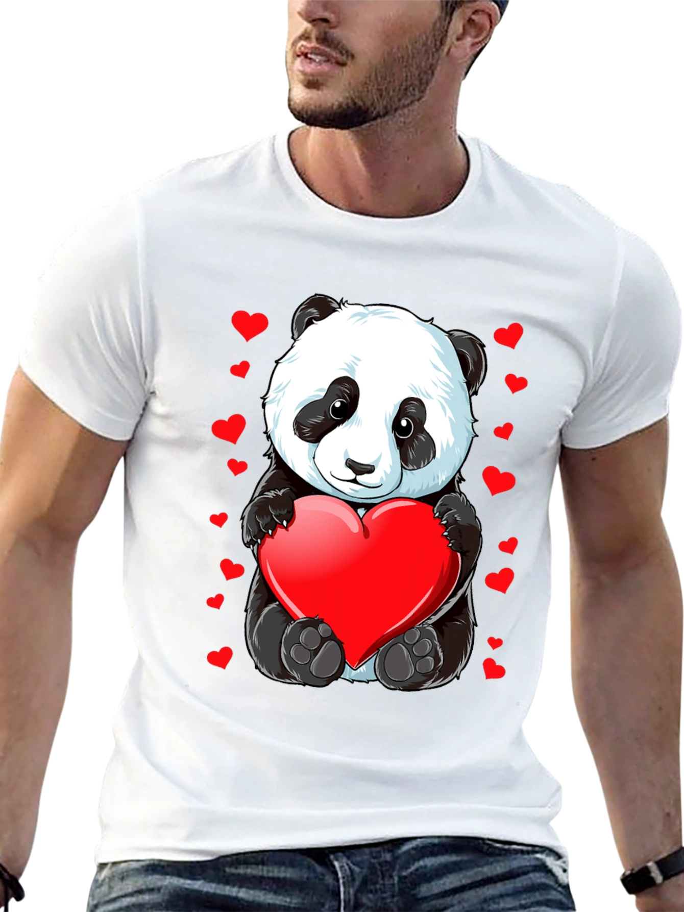 Cute Panda with Heart T-Shirt - Valentines Day Gift