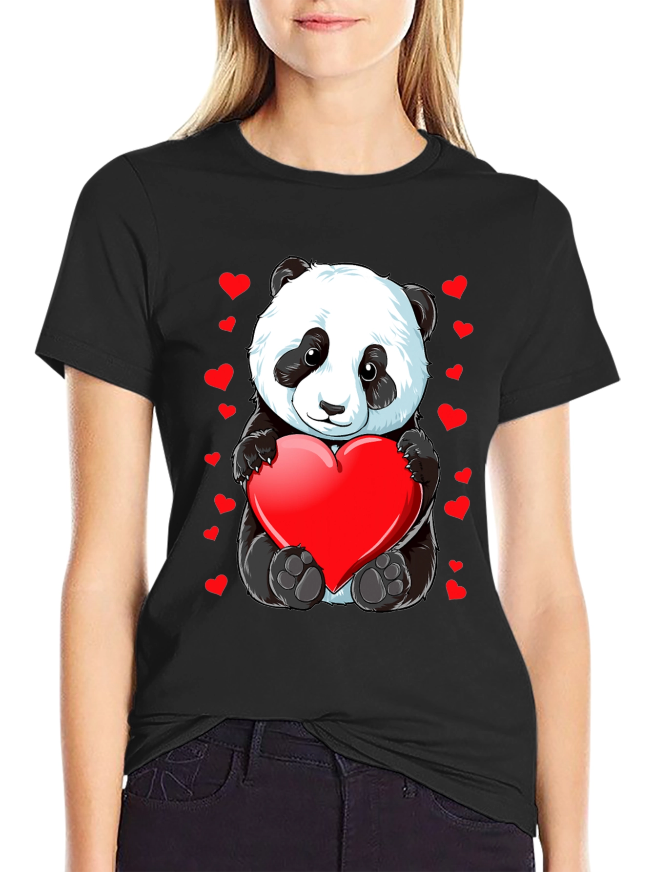 Cute Panda with Heart T-Shirt - Valentines Day Gift