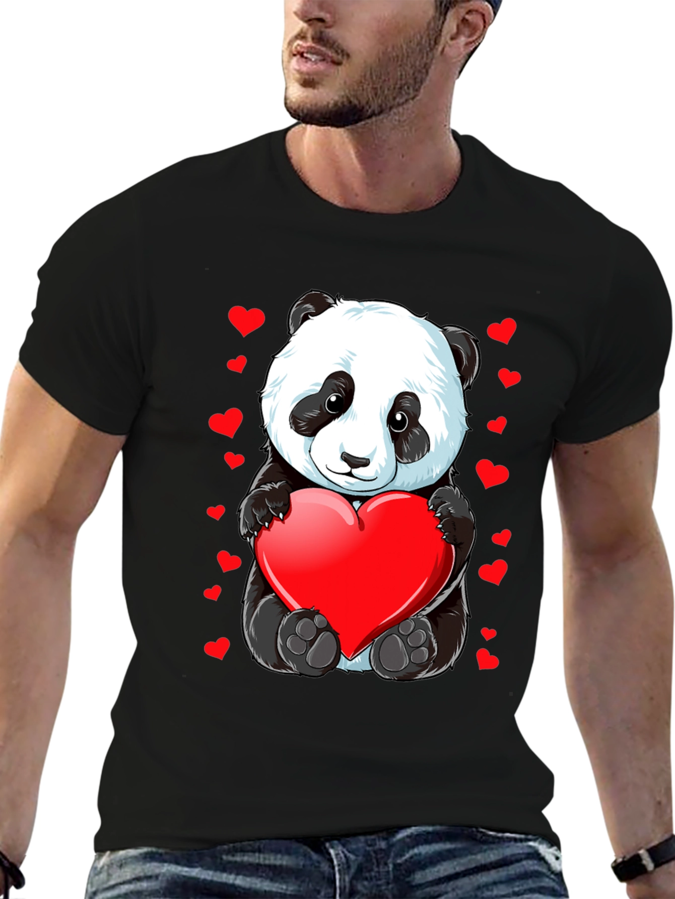Cute Panda with Heart T-Shirt - Valentines Day Gift