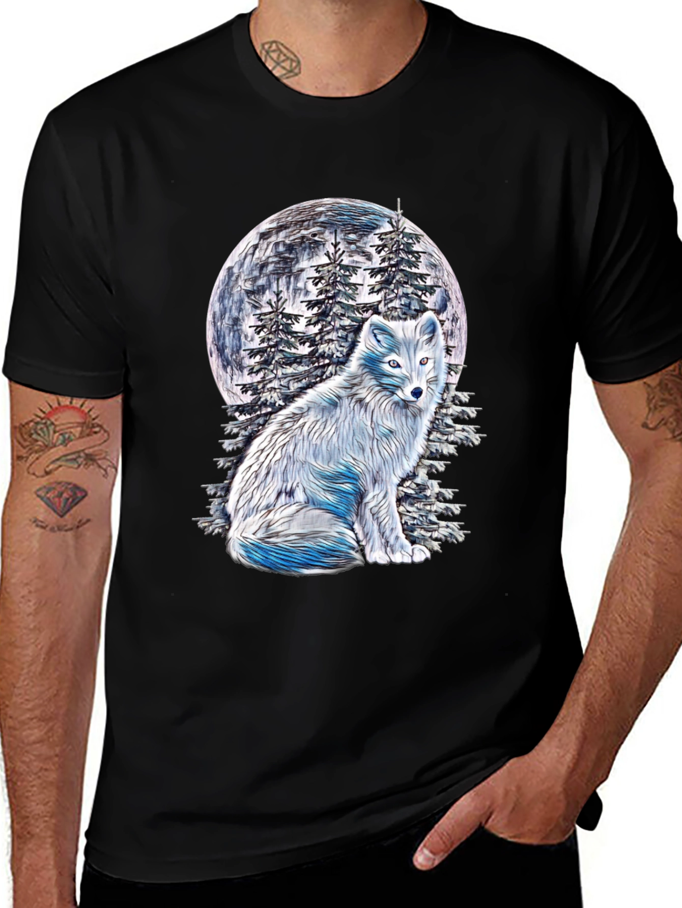 Arctic Fox Moon T-Shirt - Unique Wildlife Tee