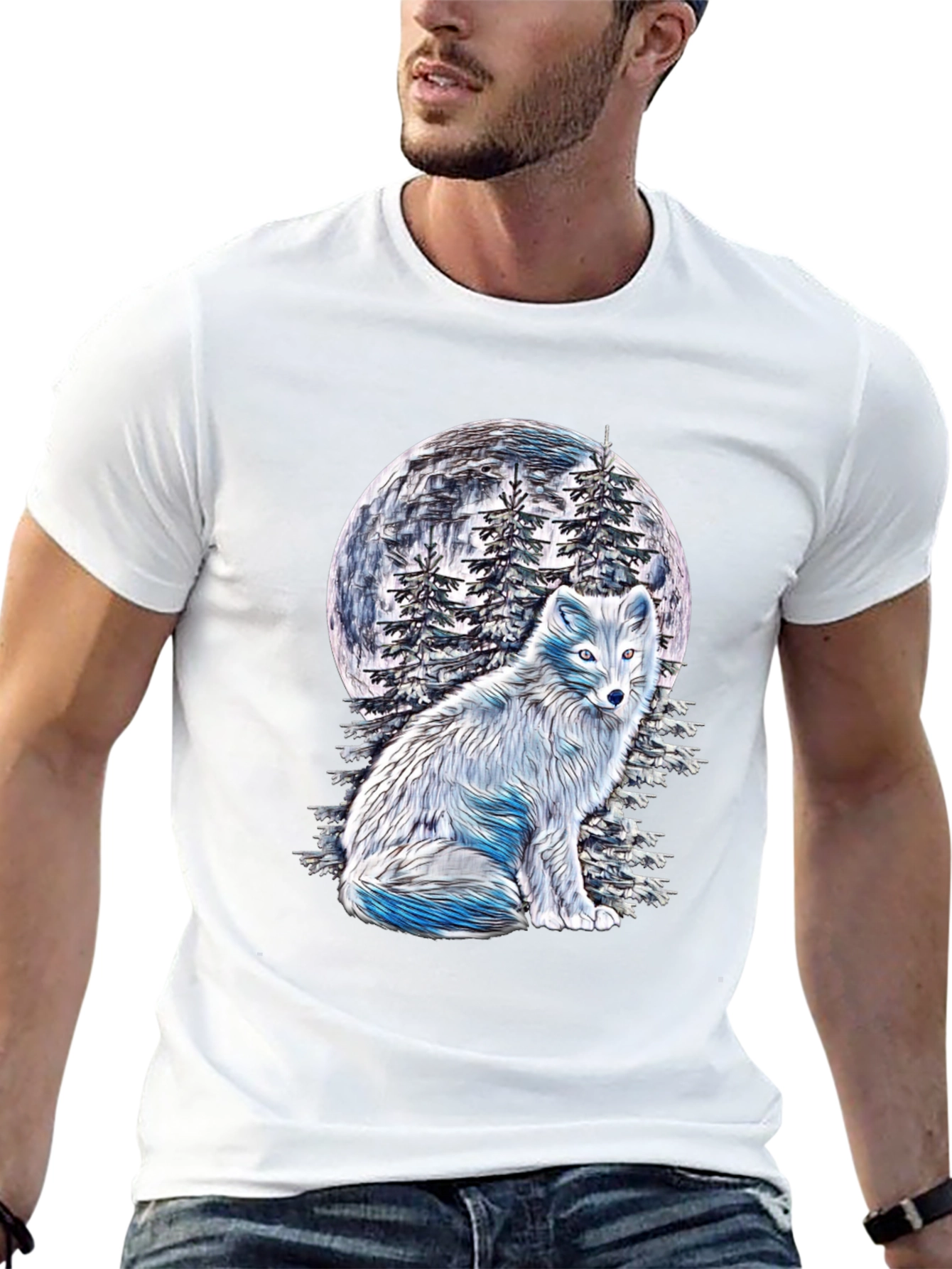 Arctic Fox Moon T-Shirt - Unique Wildlife Tee