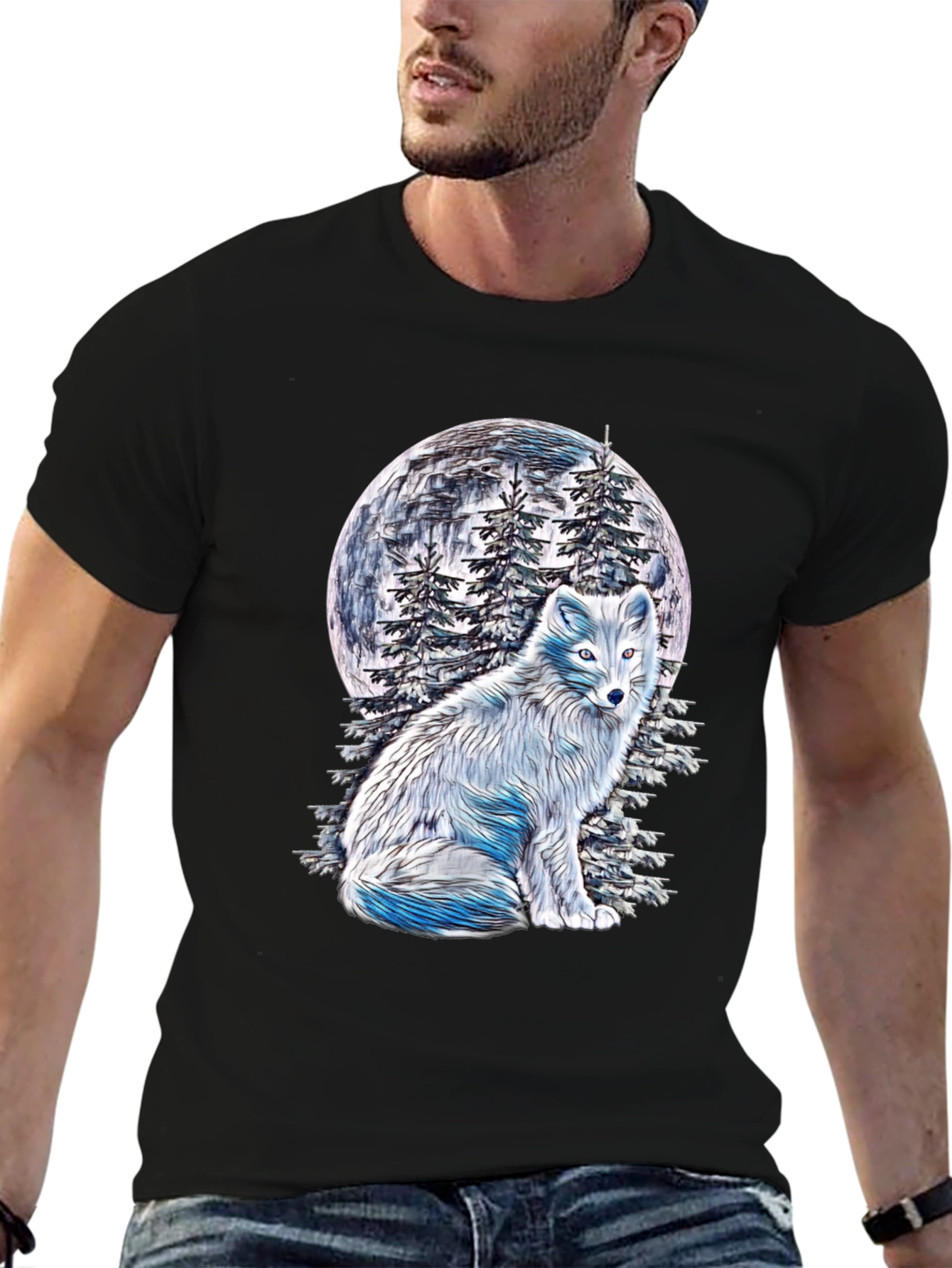 Arctic Fox Moon T-Shirt - Unique Wildlife Tee