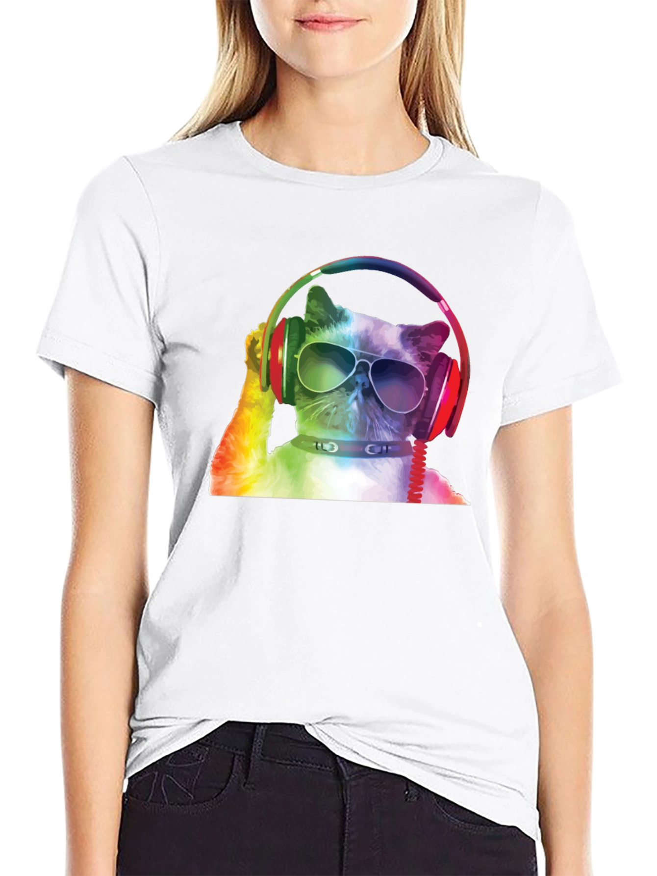 Cool Cat T-Shirt - DJ Cat Wearing Headphones