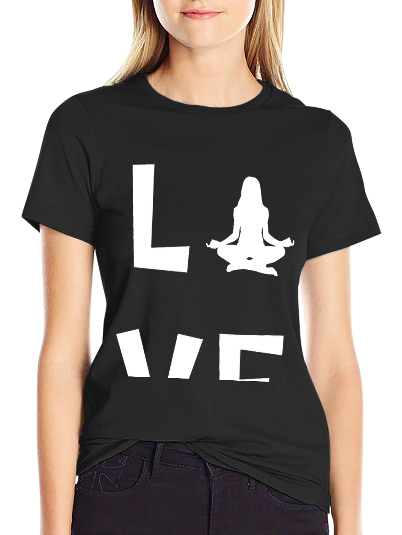 Love Yoga T-Shirt - Black Cotton Blend Tee