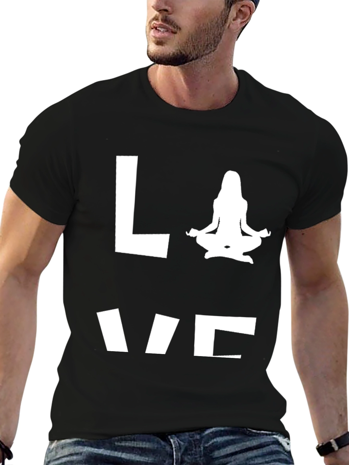 Love Yoga T-Shirt - Black Cotton Blend Tee