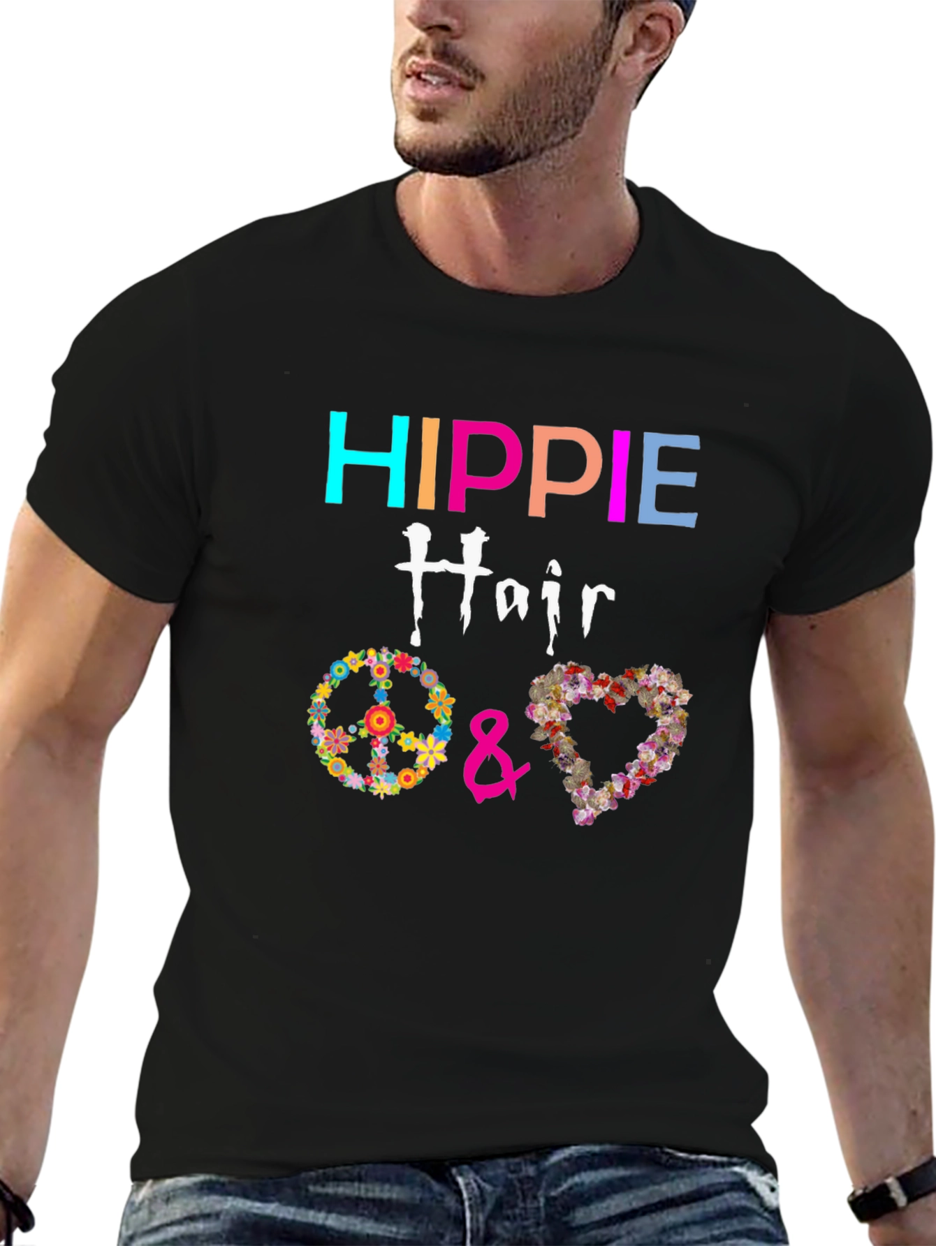 Hippie Hair Flower Peace Love T-Shirt