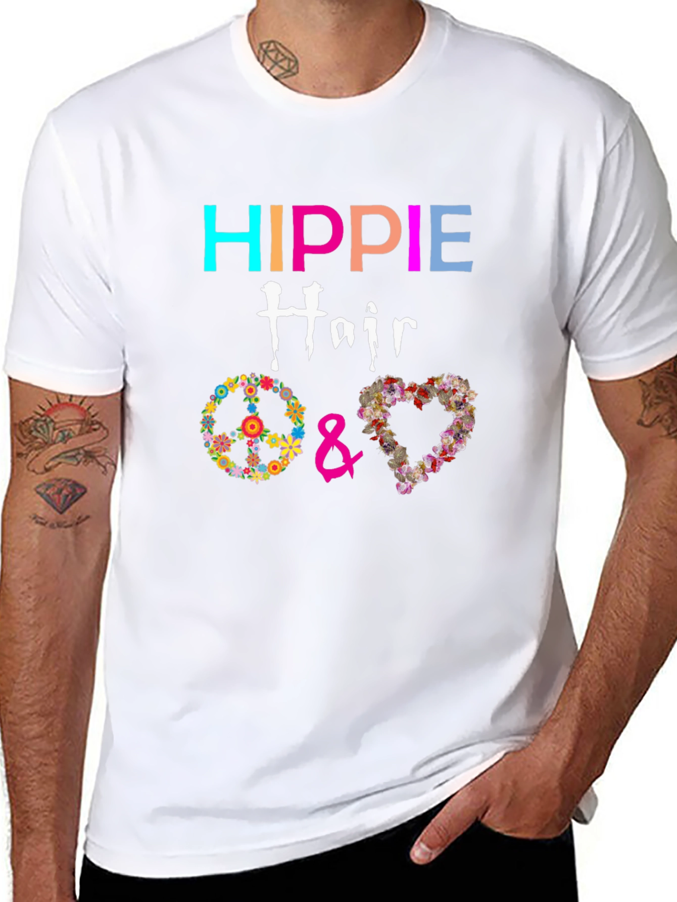 Hippie Hair Flower Peace Love T-Shirt