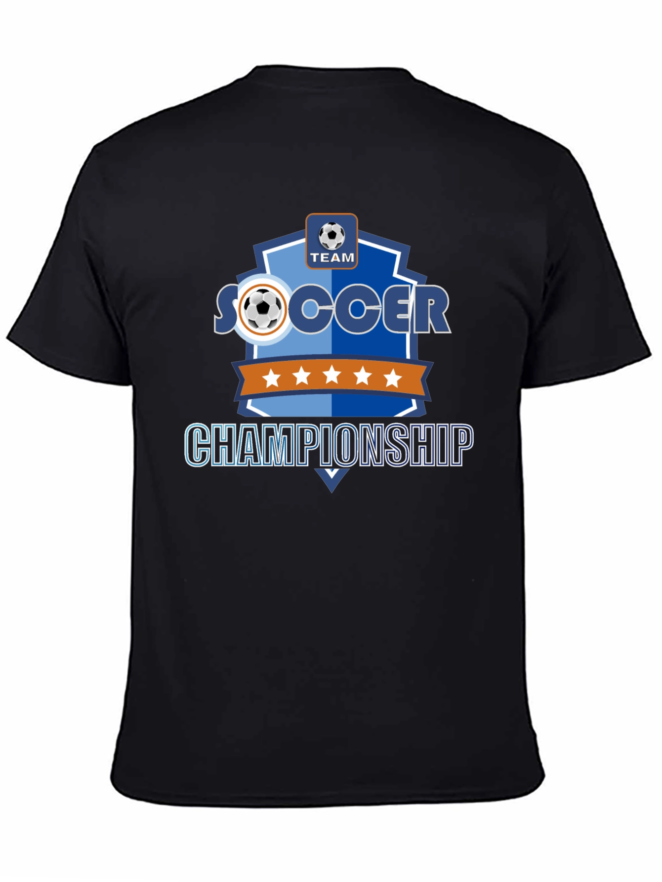 Soccer Championship Black T-Shirt for Team Sports