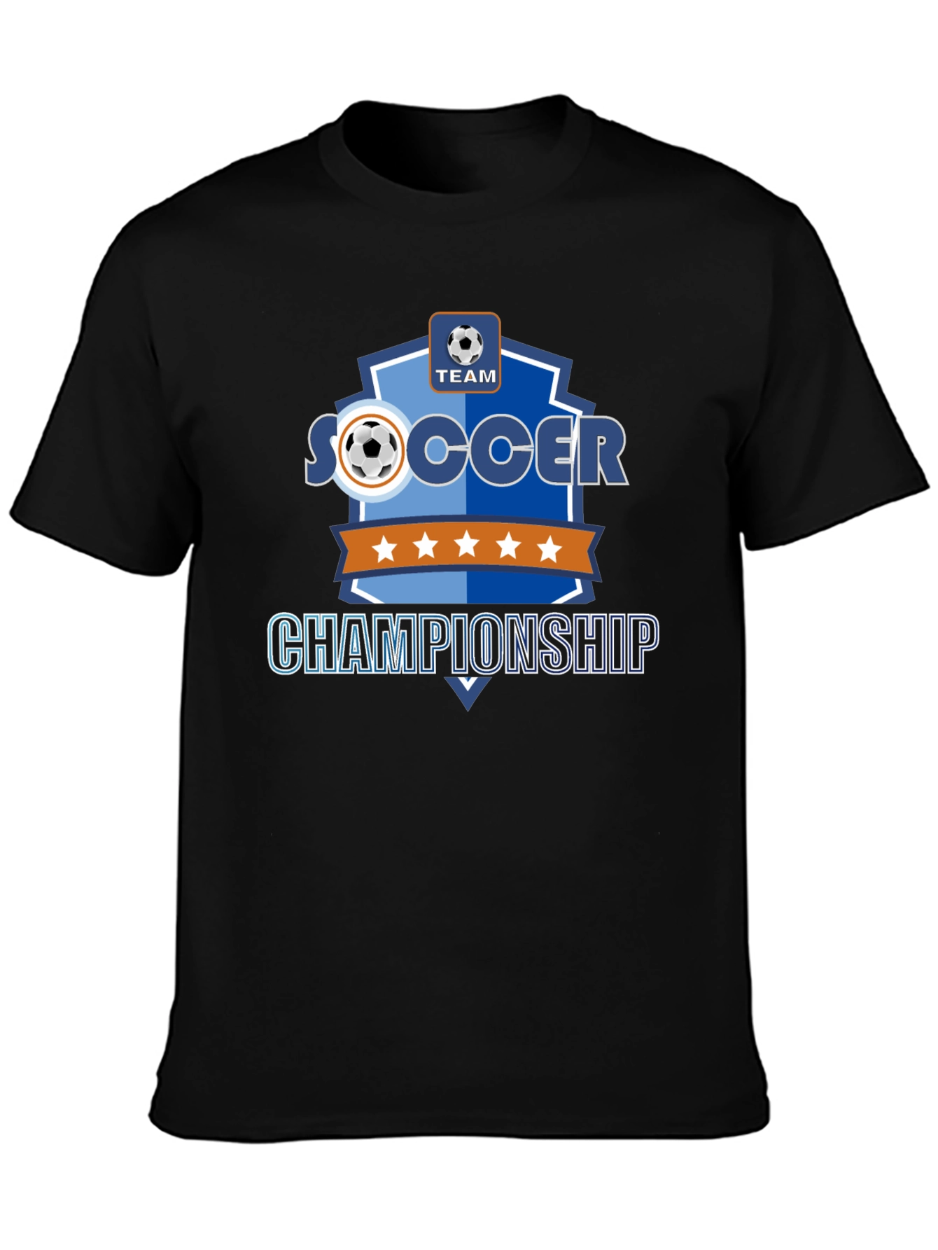 Soccer Championship Black T-Shirt for Team Sports