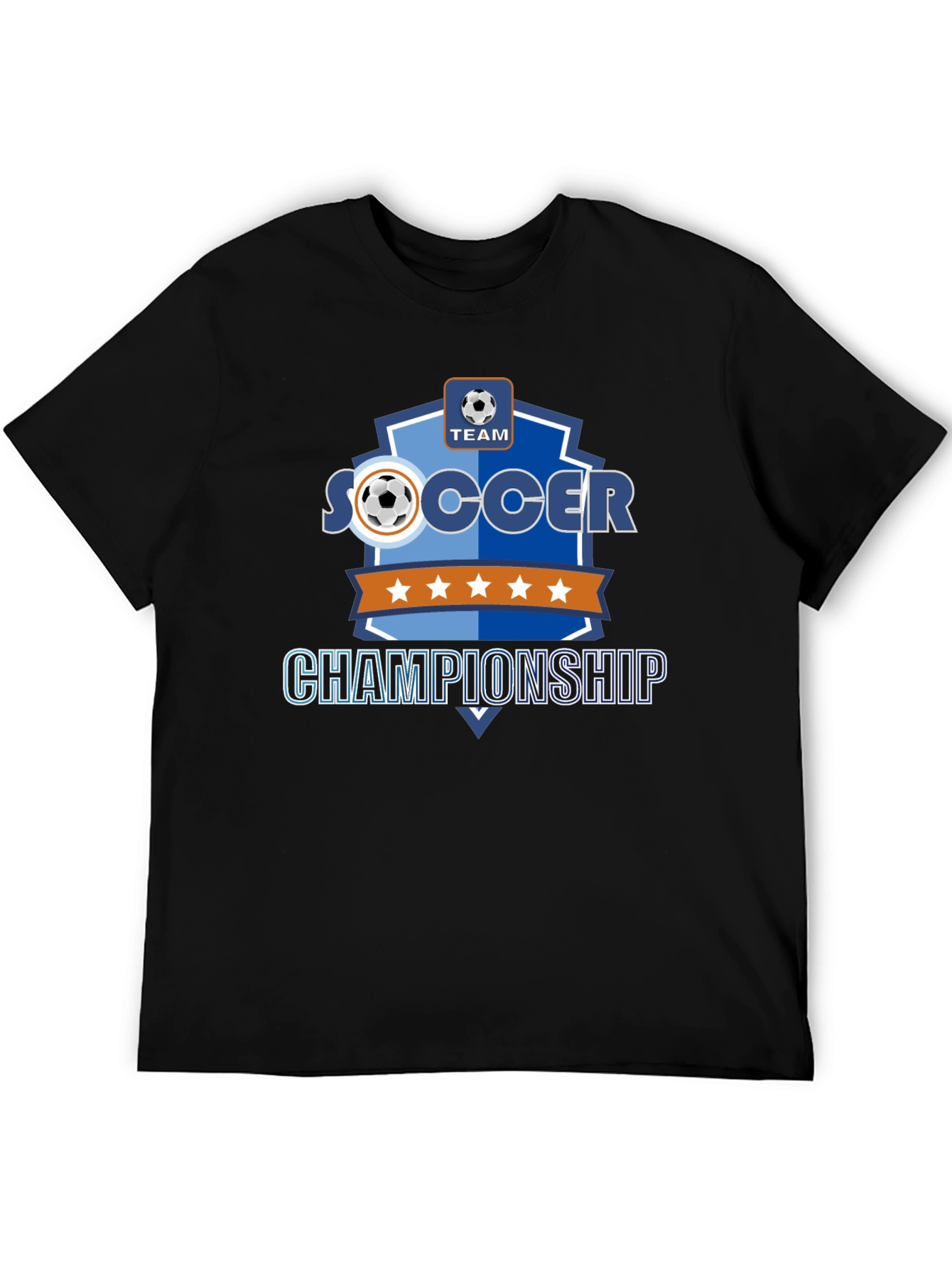 Soccer Championship Black T-Shirt for Team Sports