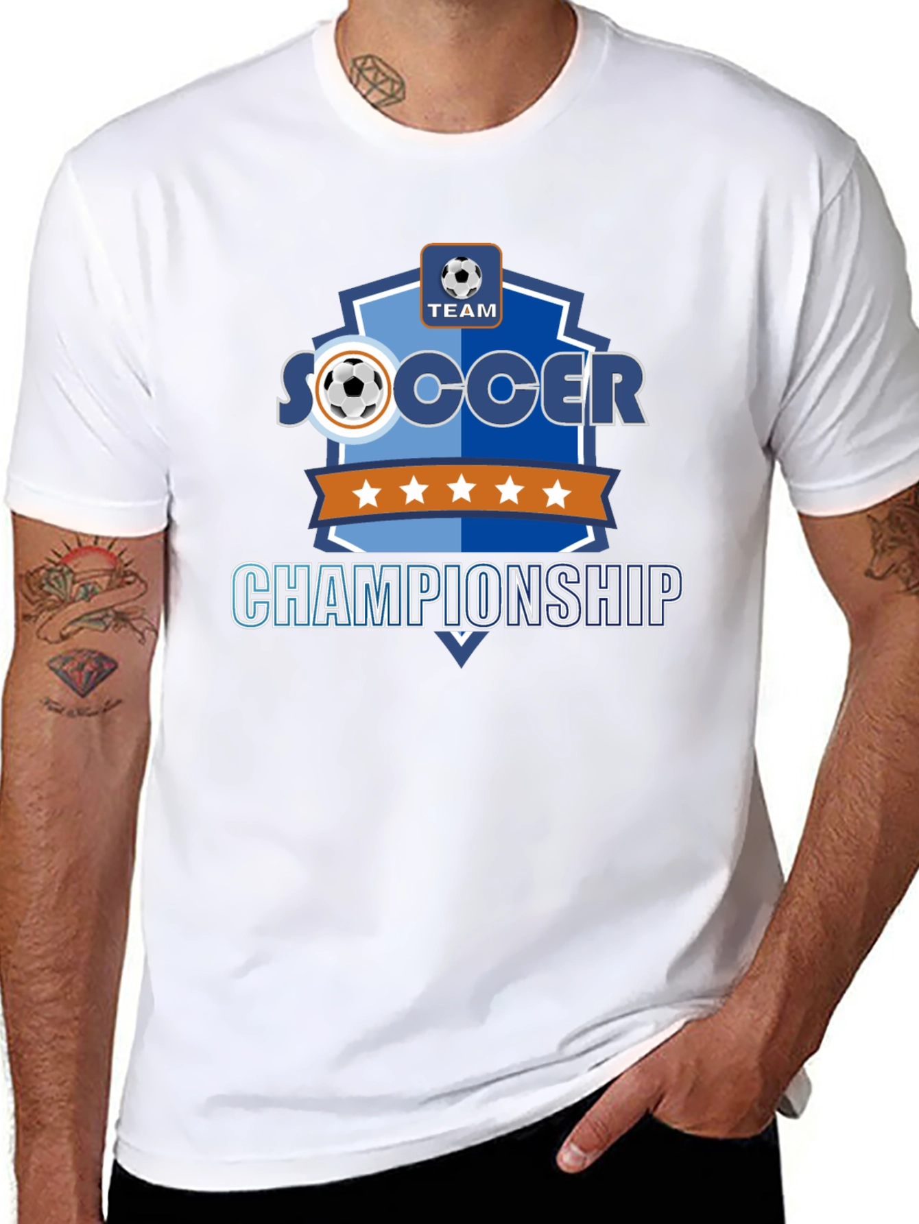 Soccer Championship Black T-Shirt for Team Sports