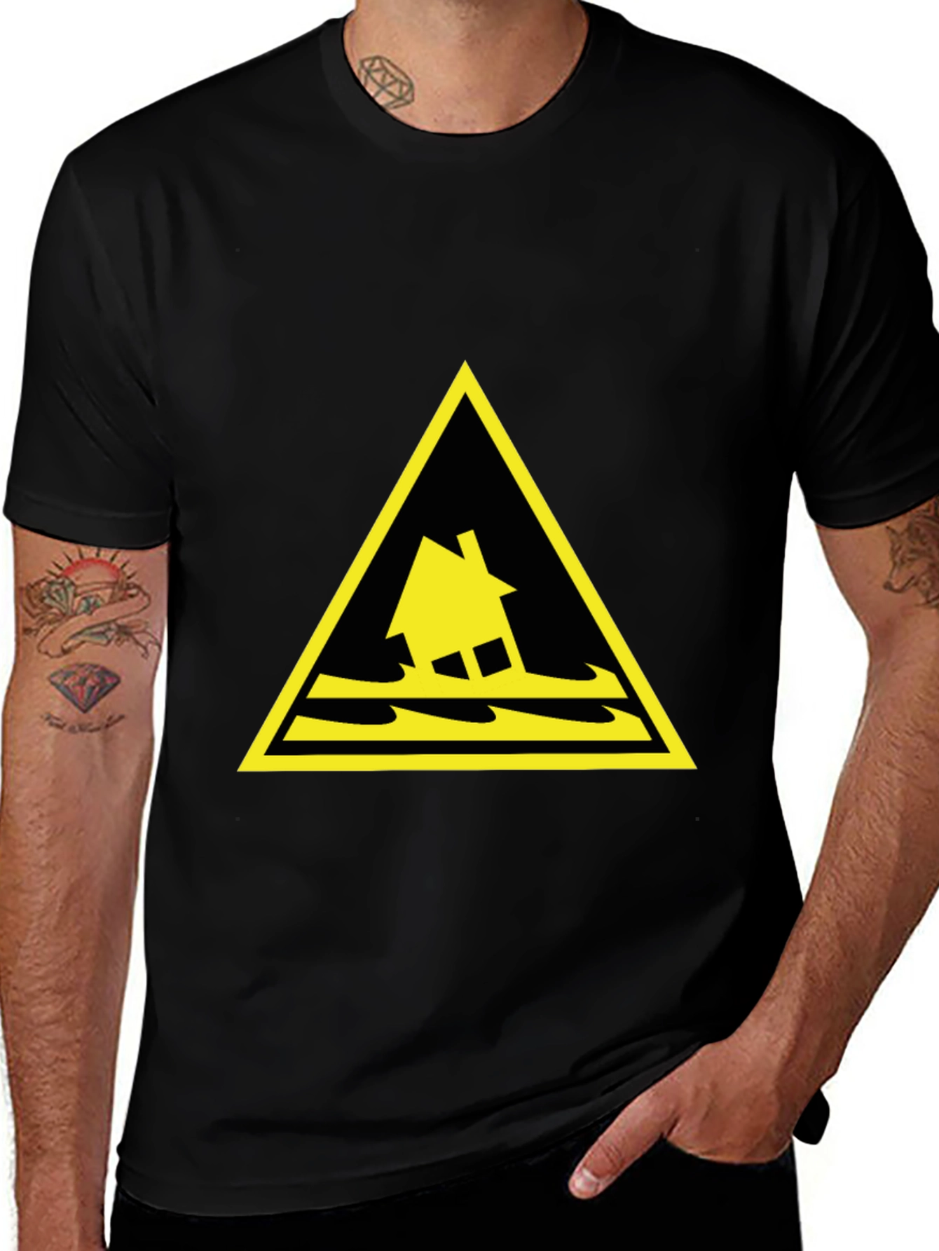 Flood Warning T-Shirt - Black Cotton Tee