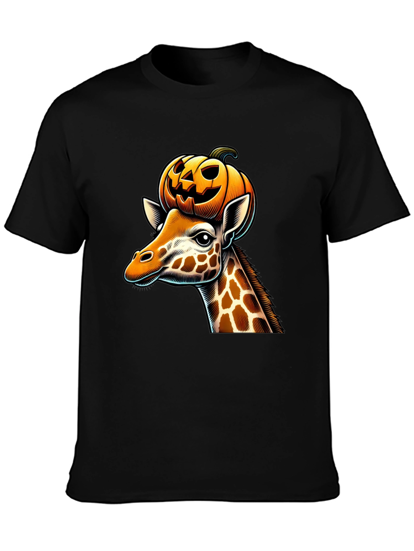Giraffe with Pumpkin Halloween T-Shirt
