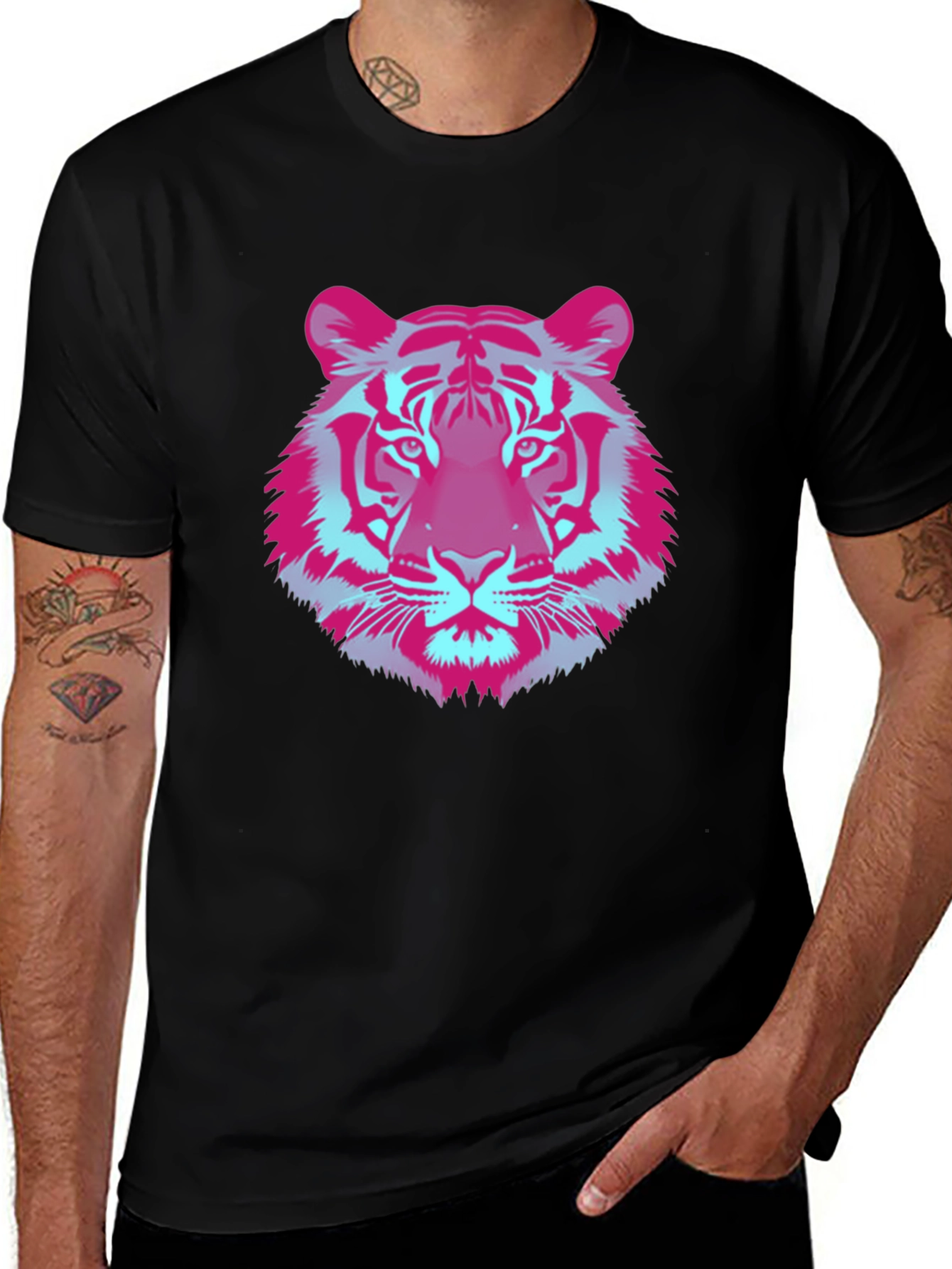 Vaporwave Tiger Graphic Tee - Cool Retro Style